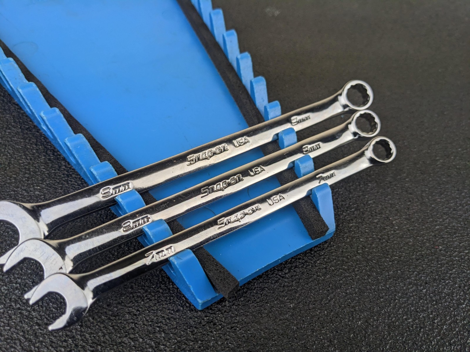 #bp094 Snap-on Tools USA 3pc Metric 7mm – 9mm Flank Drive PLUS Combo Wrench Set