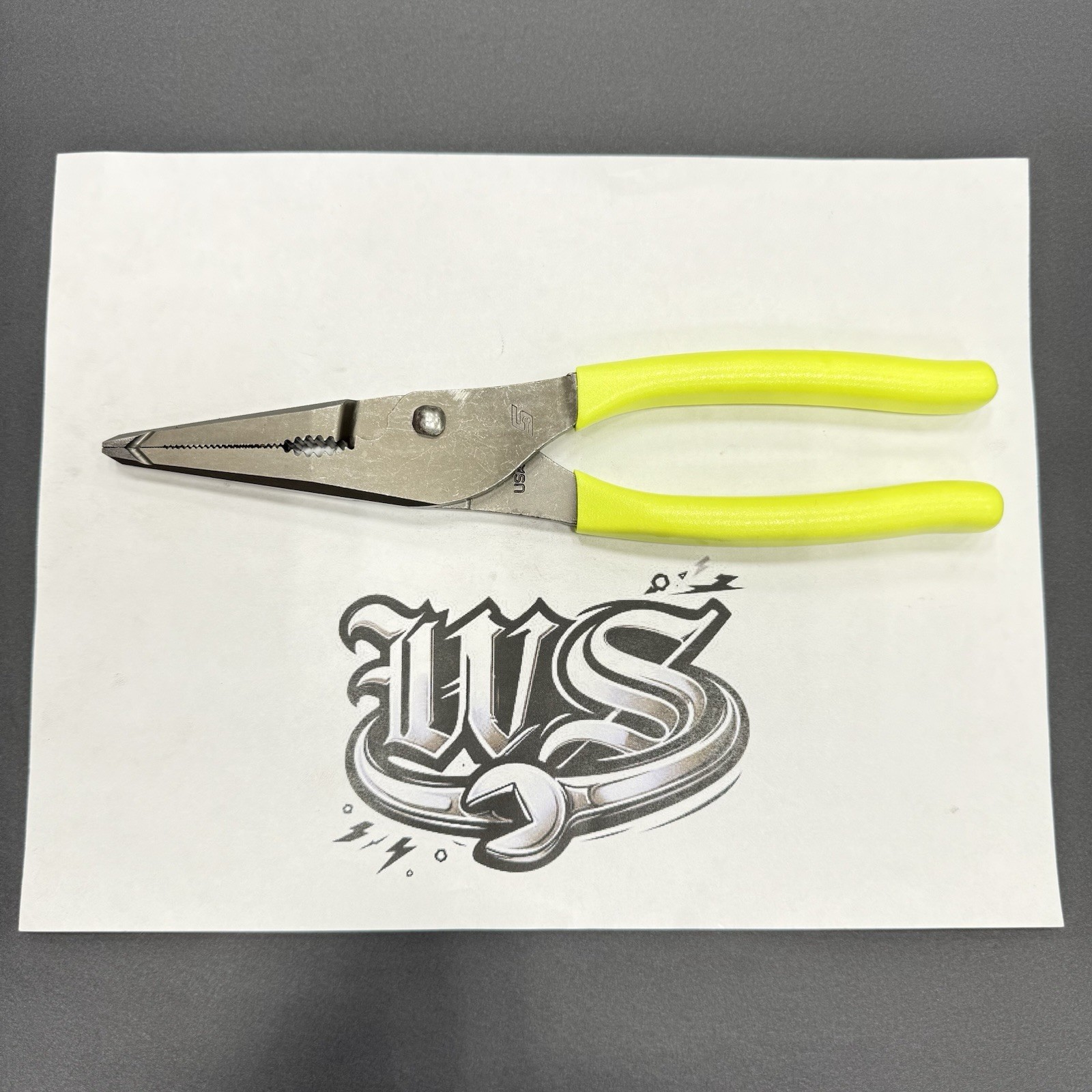 Snap-on Tools HI VIZ YELLOW 9″ Talon Grip Long Nose Slip Joint Pliers LN47ACF