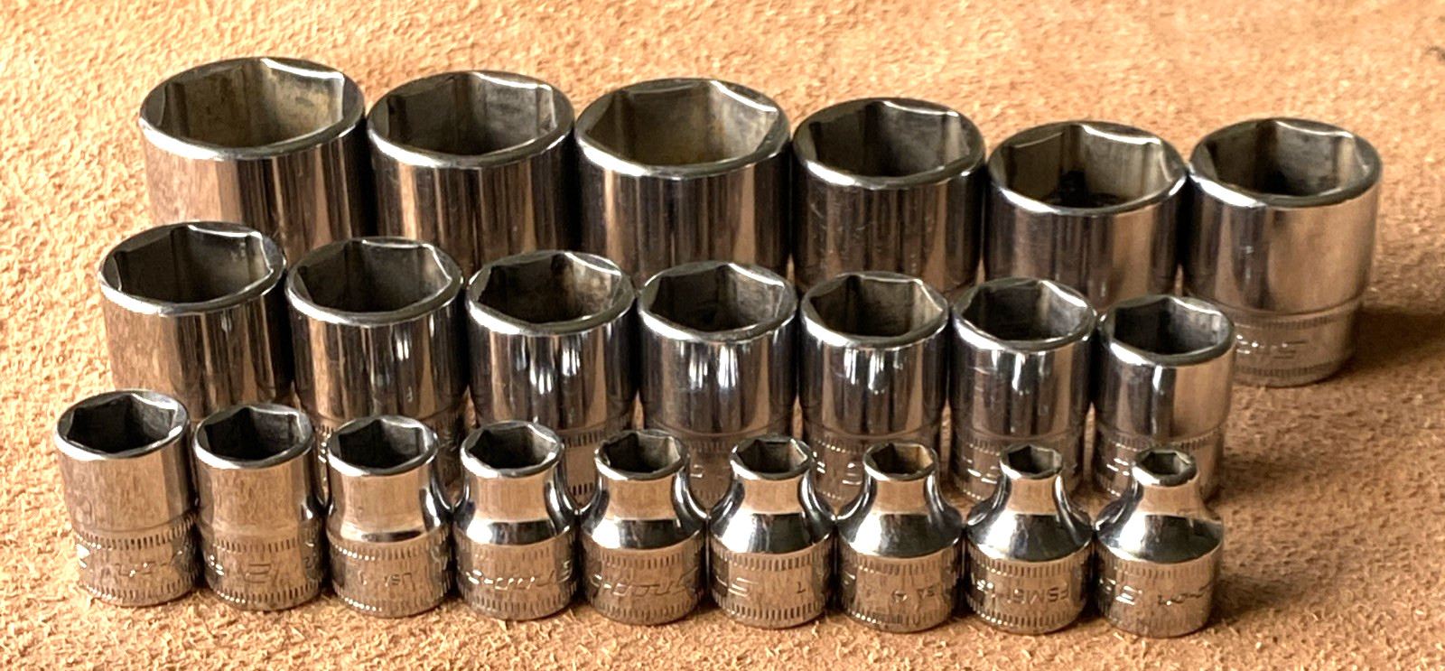 Snap-on 22Pc Metric 3/8 Drive Shallow FSM Socket Set 5.5mm-26mm 6Pt Minty