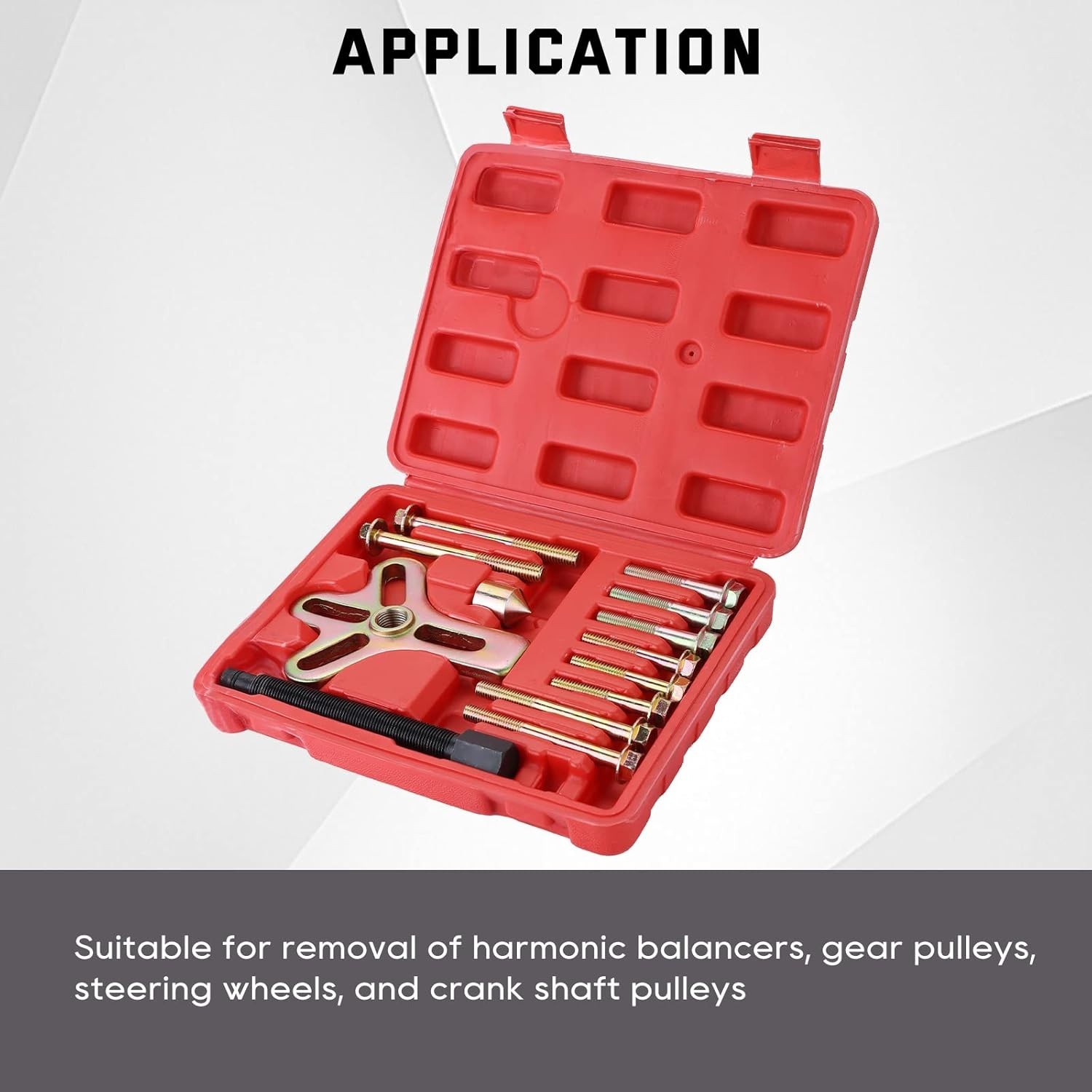 Versatile 13-Piece Steering Wheel and Harmonic Balancer Puller Set – Lightweight