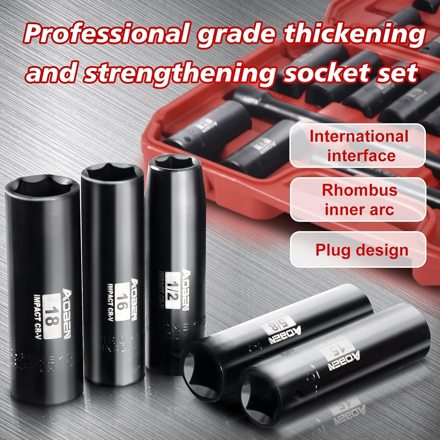 1/2-Inch Drive Impact Socket Set, 29 Pieces 6 Point, 3/8″ – 1″, 10mm – 24mm