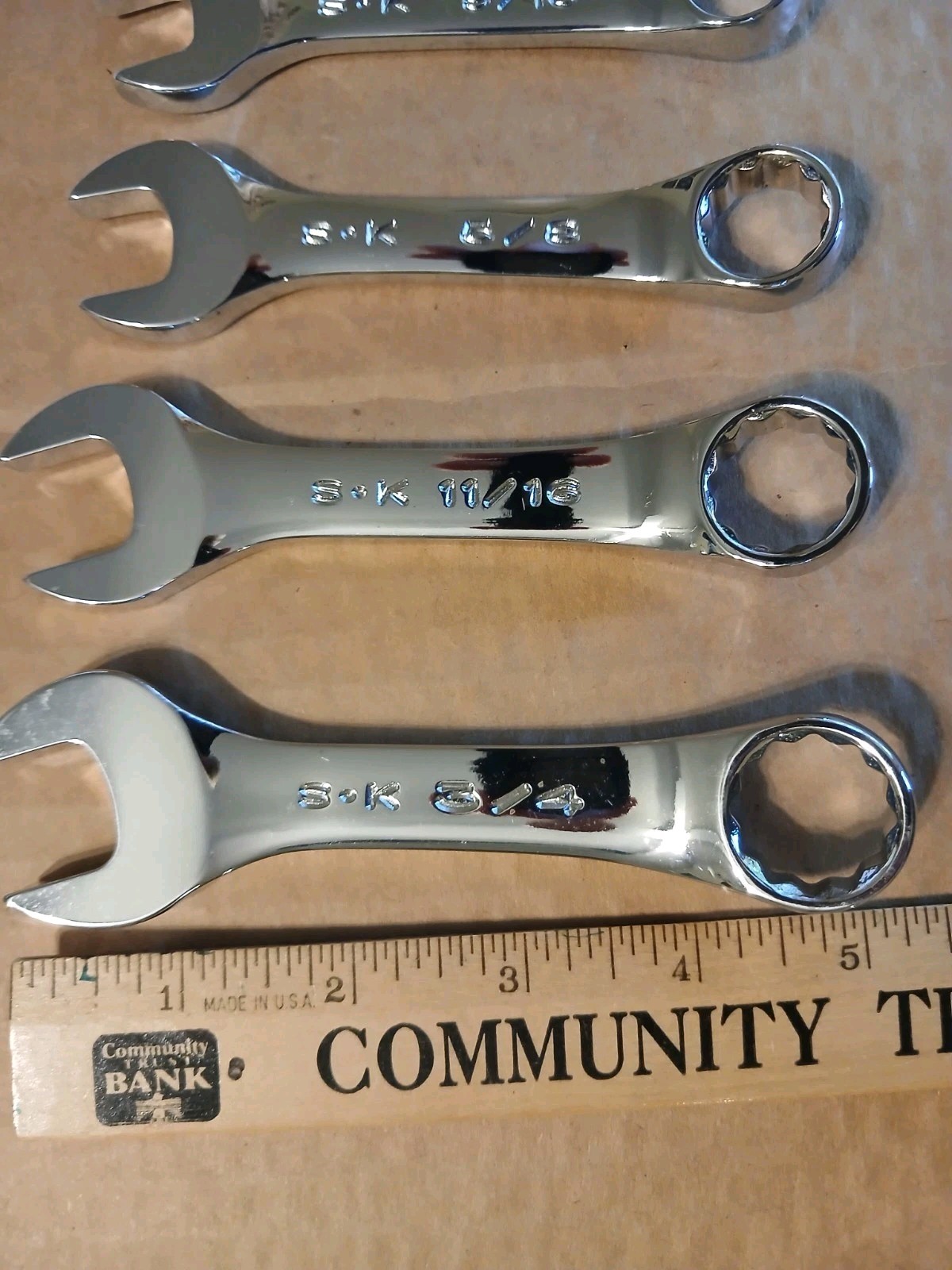 S-K 7 pc Stubby Combination Wrench Set 3/8-3/4 Made In The USA