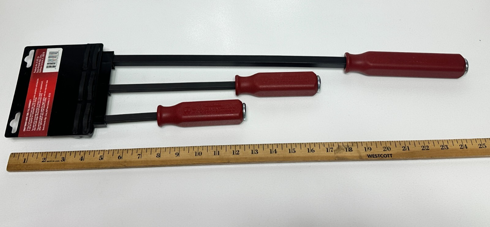 NEW Craftsman USA 43395 3pc RED Hard Handle Strike Cap Pry Bar Set – 12″ 17″ 25″