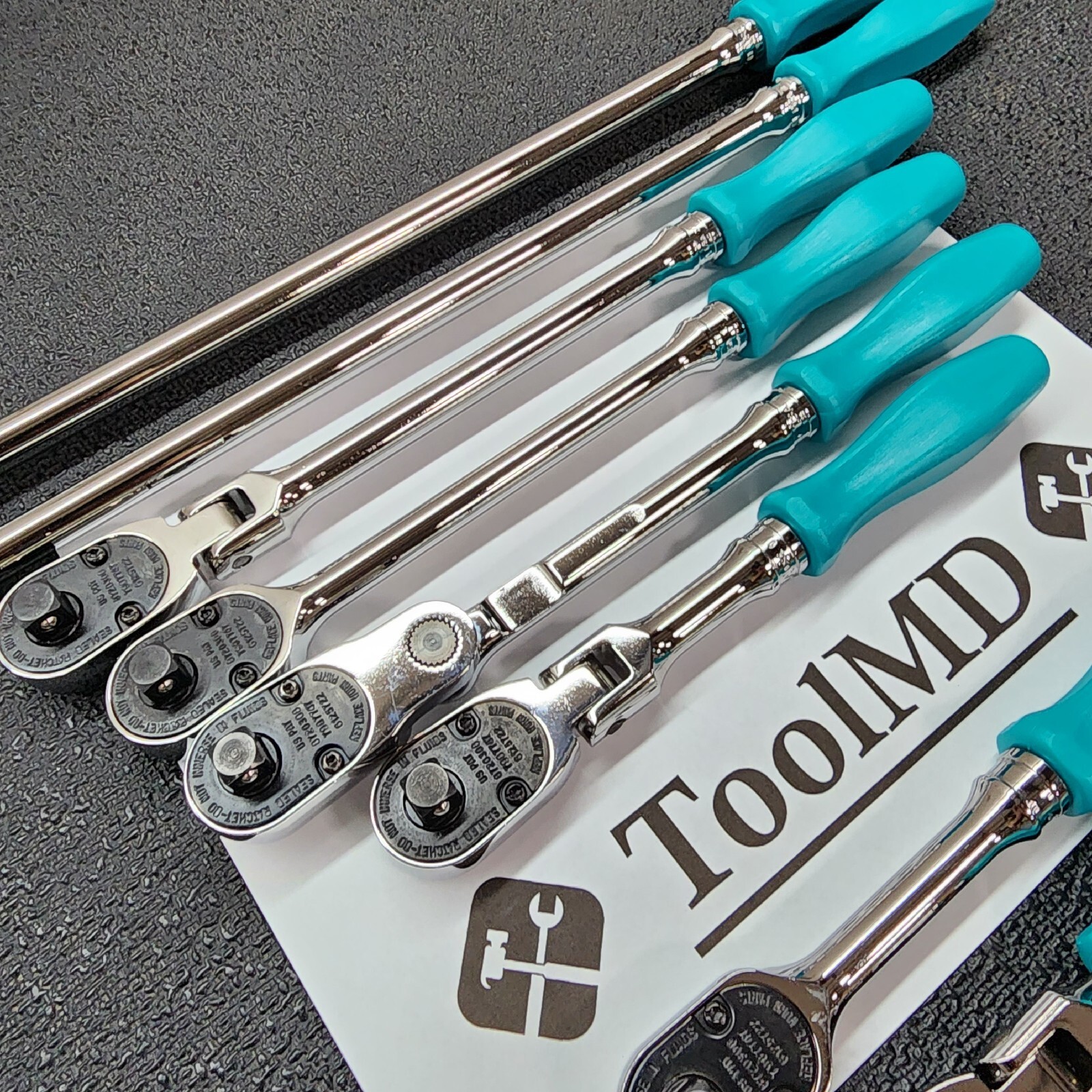 Snap-on Tools NEW 8pc TEAL Hard Handle 3/8″ Drive Fixed & Flex Head Ratchet Set