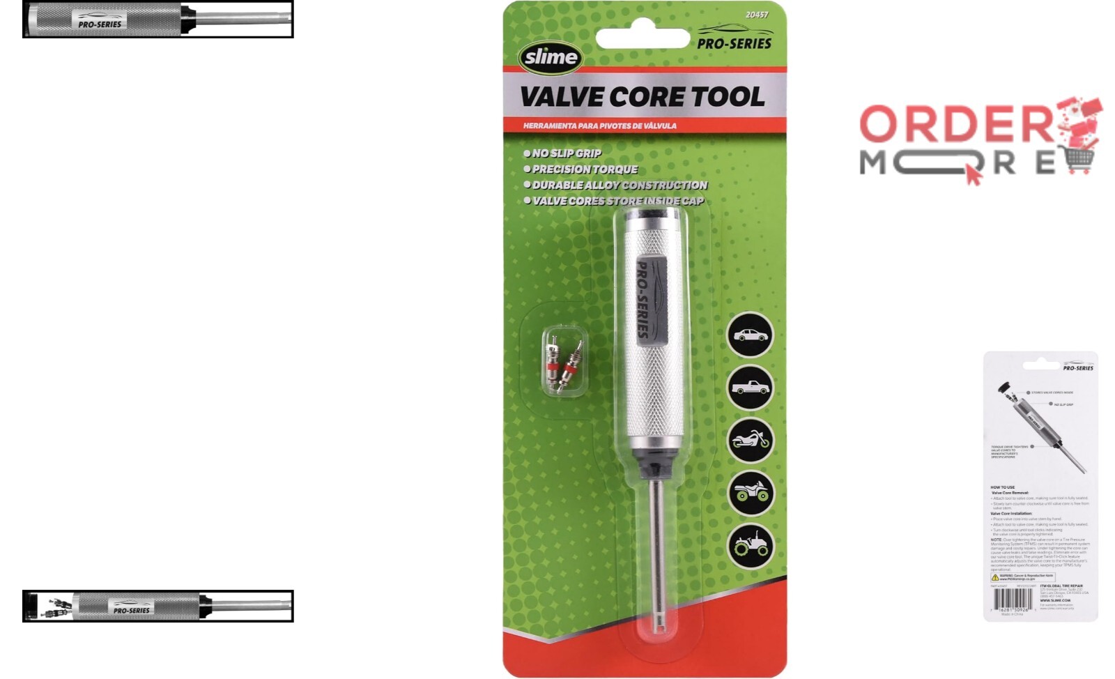 Pro-Series Valve Core Removal Tool with Ergonomic Grip & Storage Compartment