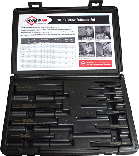 Mayhew Tools 37345 10-Piece Screw & Pipe Extractor Set