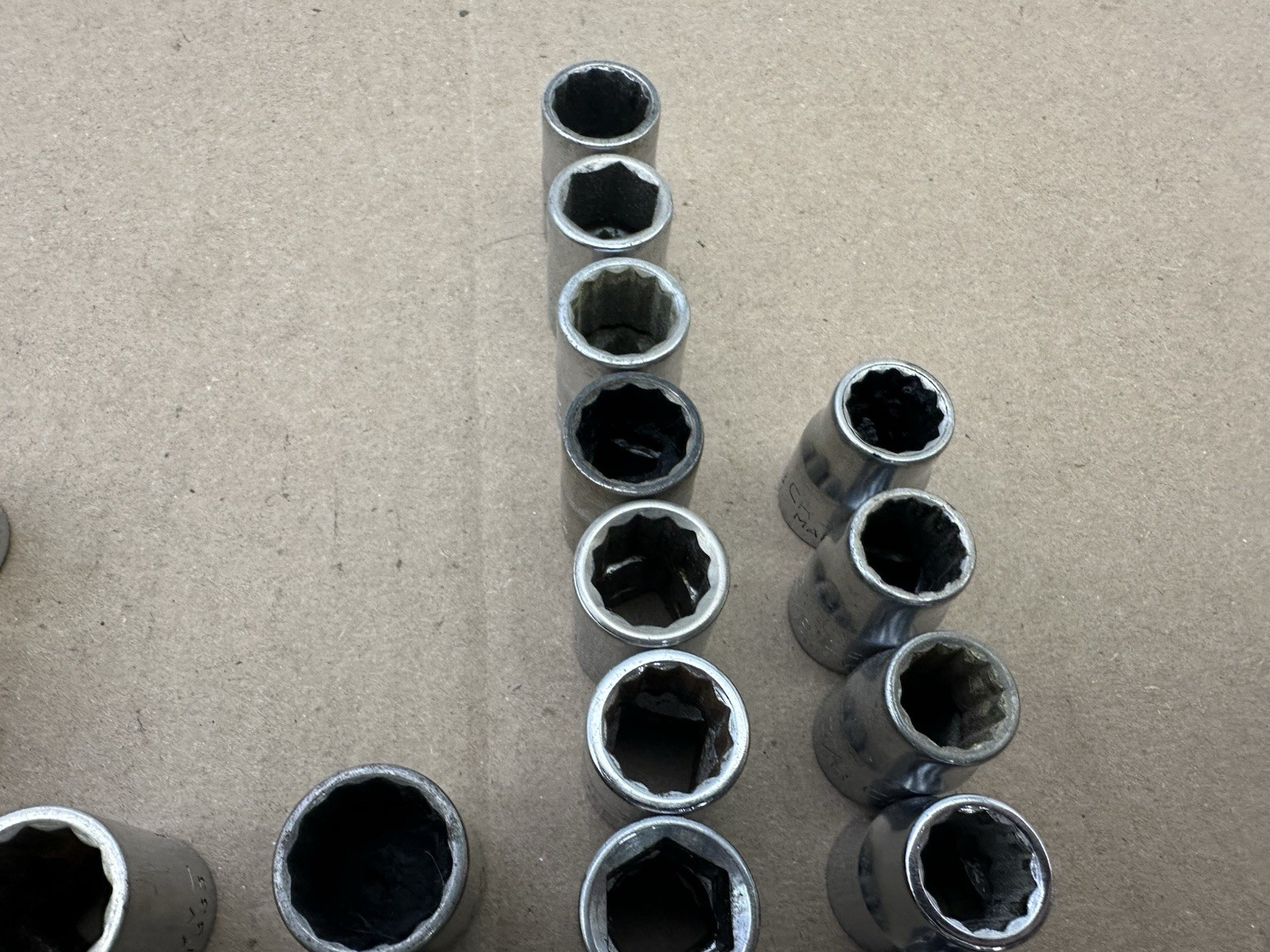 Vintage Craftman VV 49pc Set SAE 3/8″ Dr 12/6 Pt Socket Lot – 3/8-3/4” Vtg USA