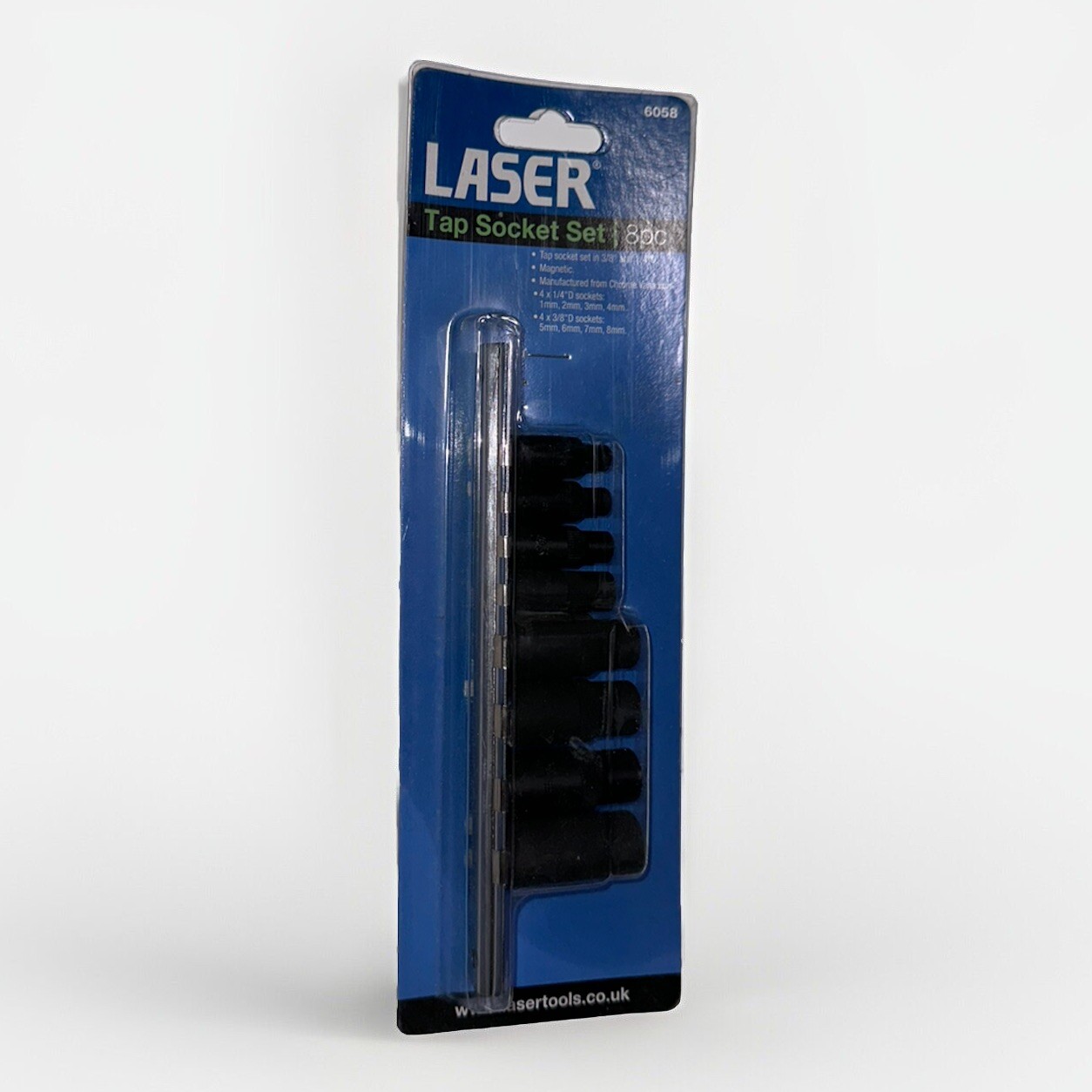 Tap Socket Set 3/8″D, 1/4″D 8pc – Laser 6058 Magnetic locking For Efficiency,New