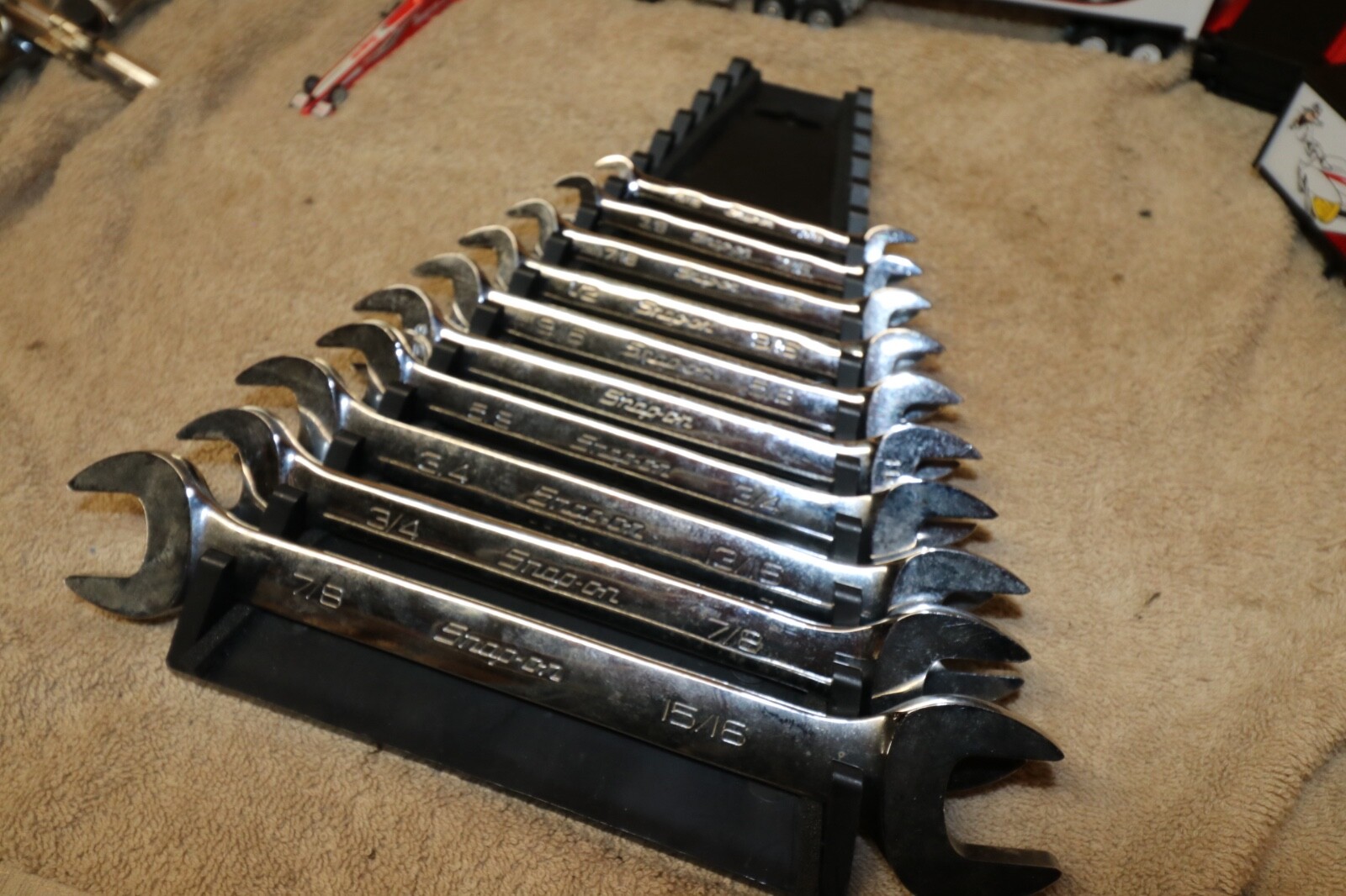 Snap-on SAE Open End Wrench 9pc. Set VOM806B USA 5/16 they 7/8 With Tray.