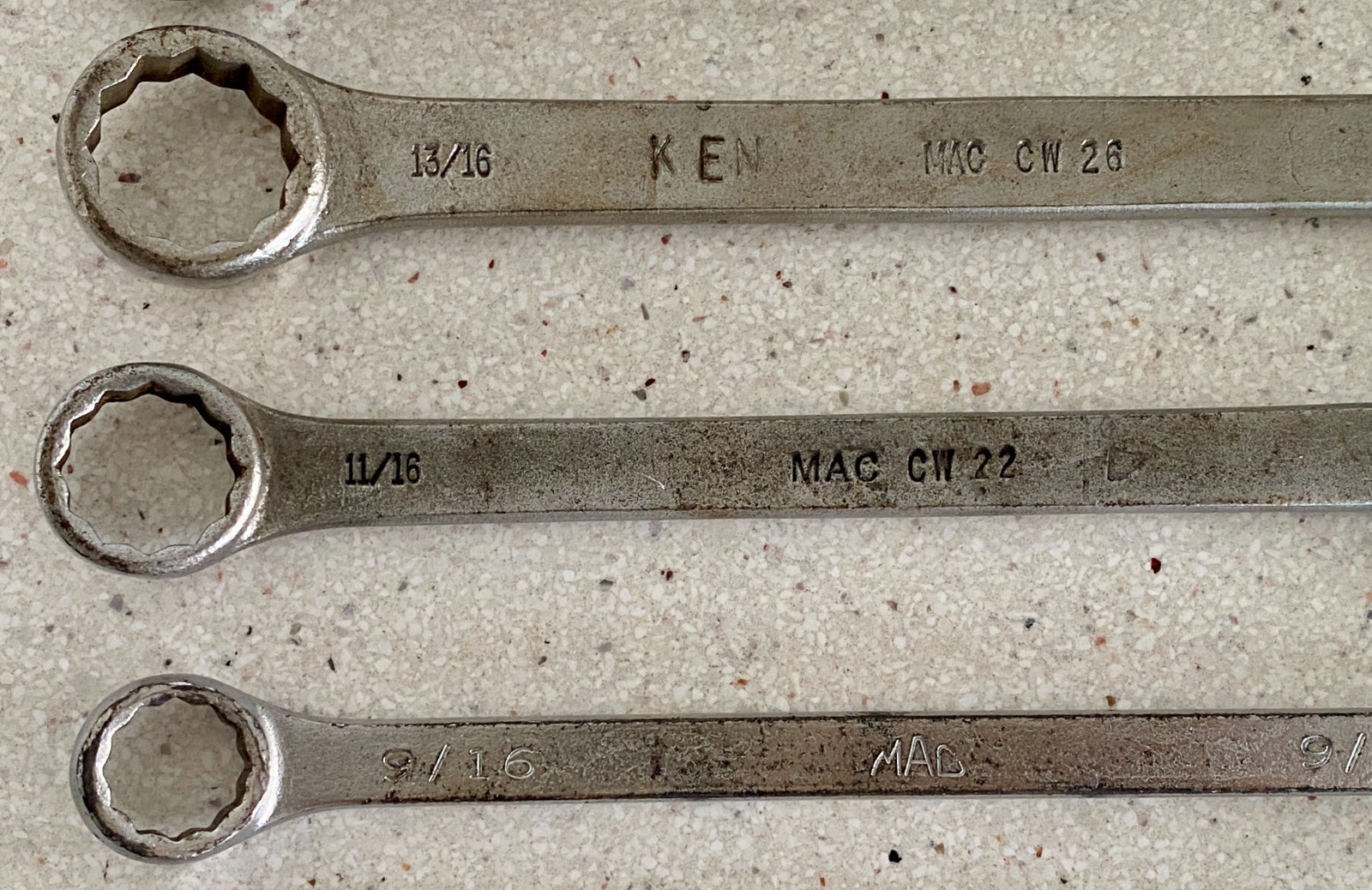 MAC Tools Wrench 8 Pc Lot 15/16 7/8 13/16 11/16 5/8 9/16 5/16 BOL 2022 5/8-11/16