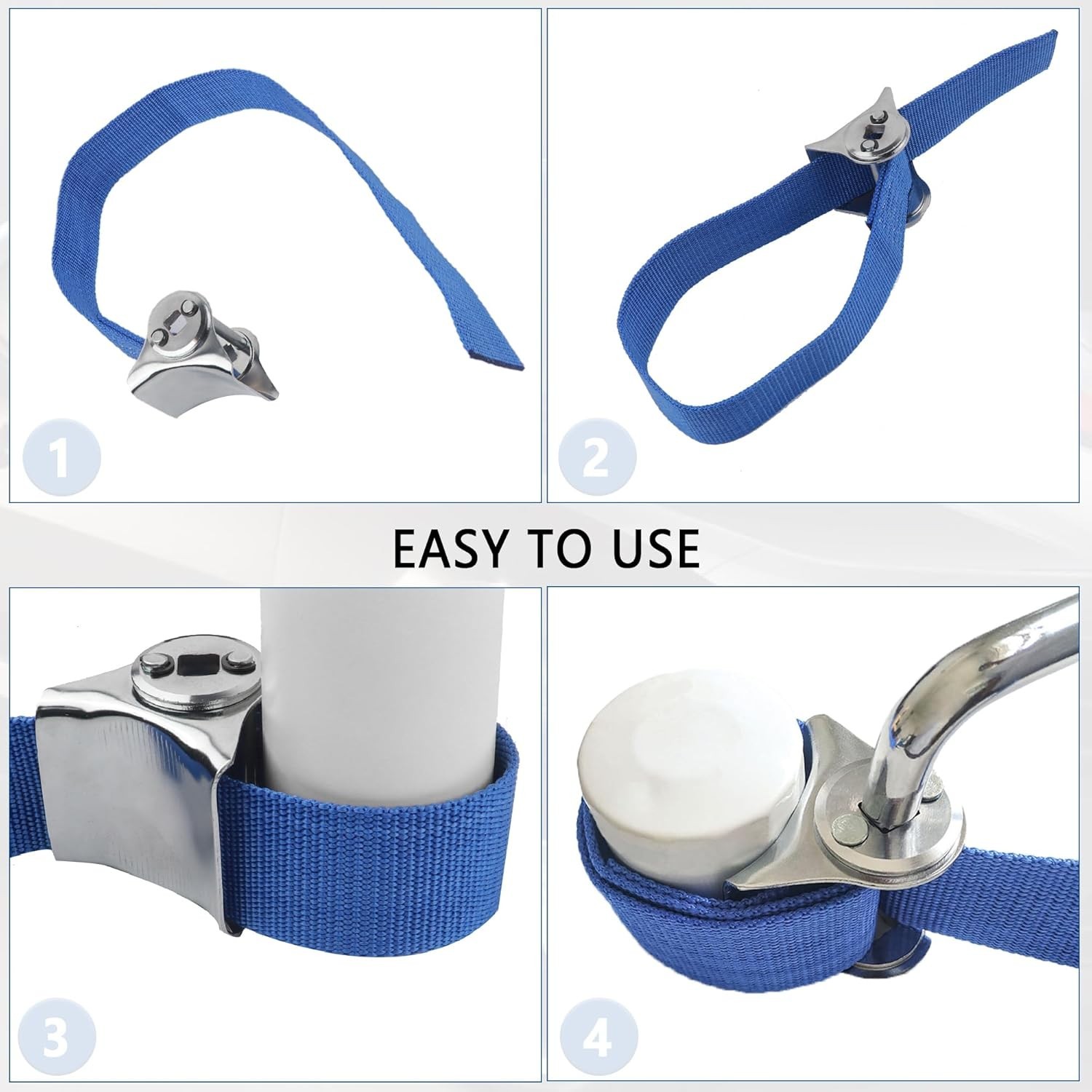Oil Filter Wrench with Strap Wrench,Adjustable Removal Tool Blue