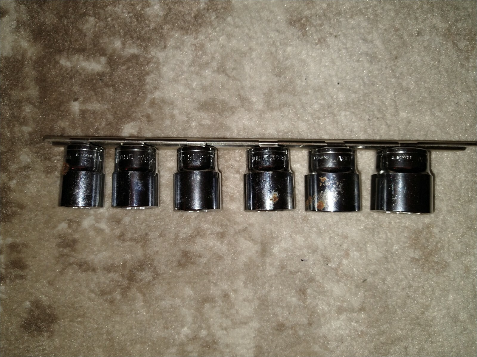 6pc Facom OGV S. Bi-Hexagon Socket Set 12 pt 11/16 3/4 13/16 7/8 15/16 1″