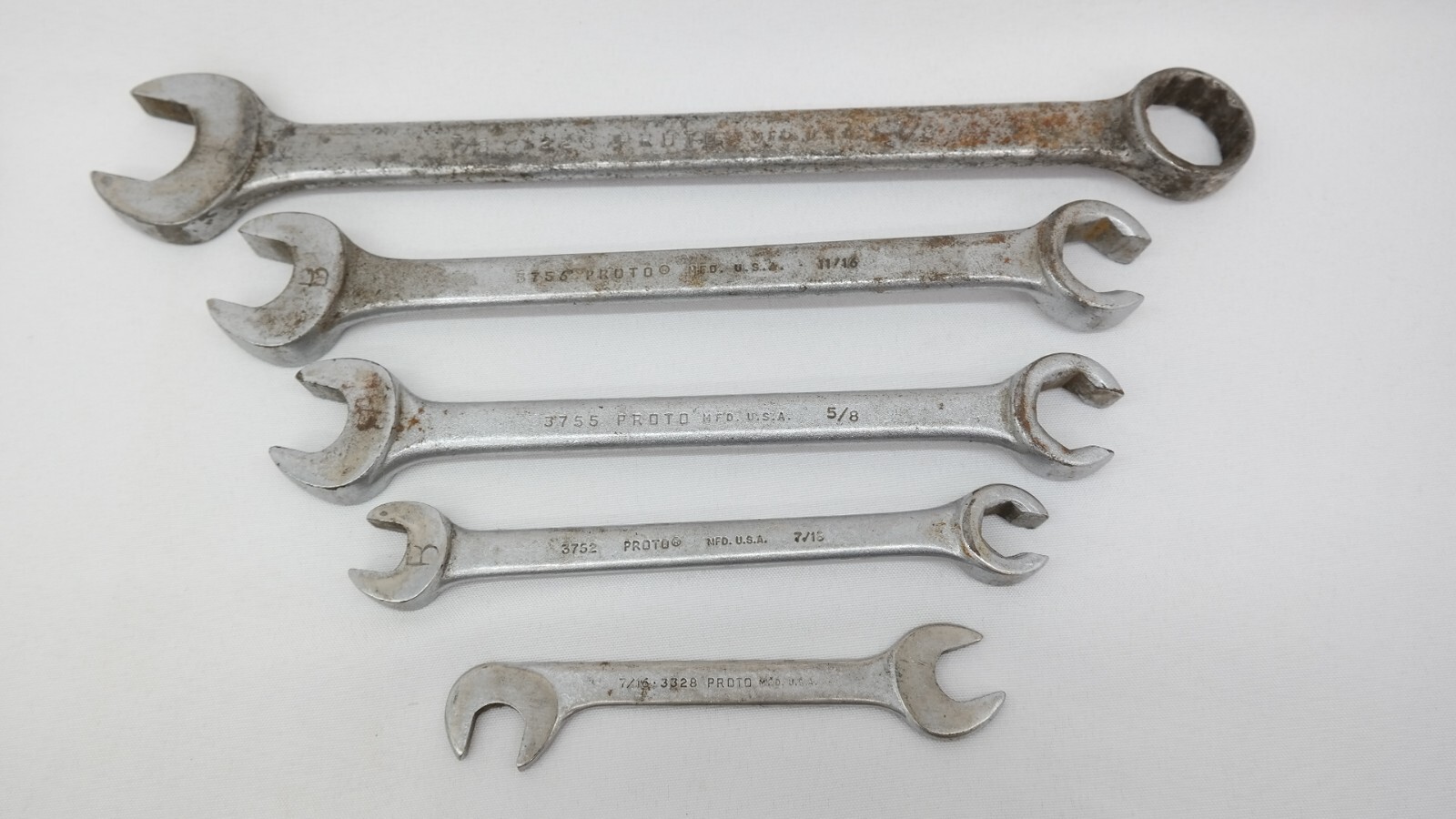 Proto SAE Combination Wrench Lot 1 1/8 – 5/16 Mixed Lot of 12 Pieces TF