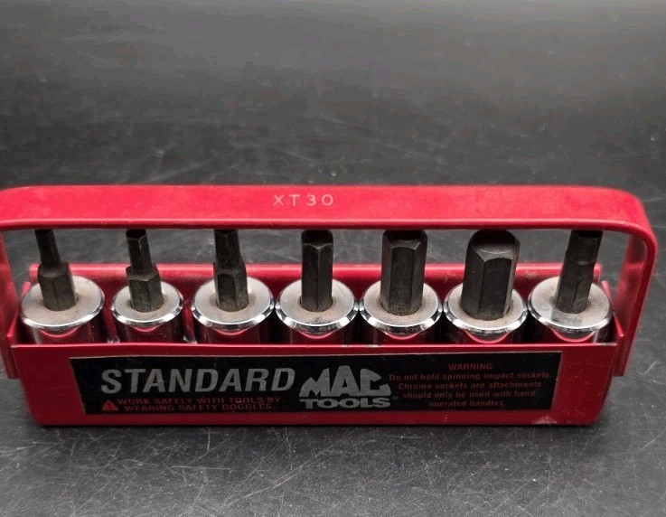 MAC Tools USA XT30 7 Pc 3/8 Drive Hex Allen Socket Set & Tray X86DS X66DS