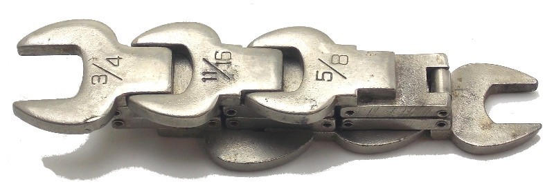 Multi Size SAE Open End Linked Wrench 6 in 1 Set Tool 1/2″-13/16″ Used