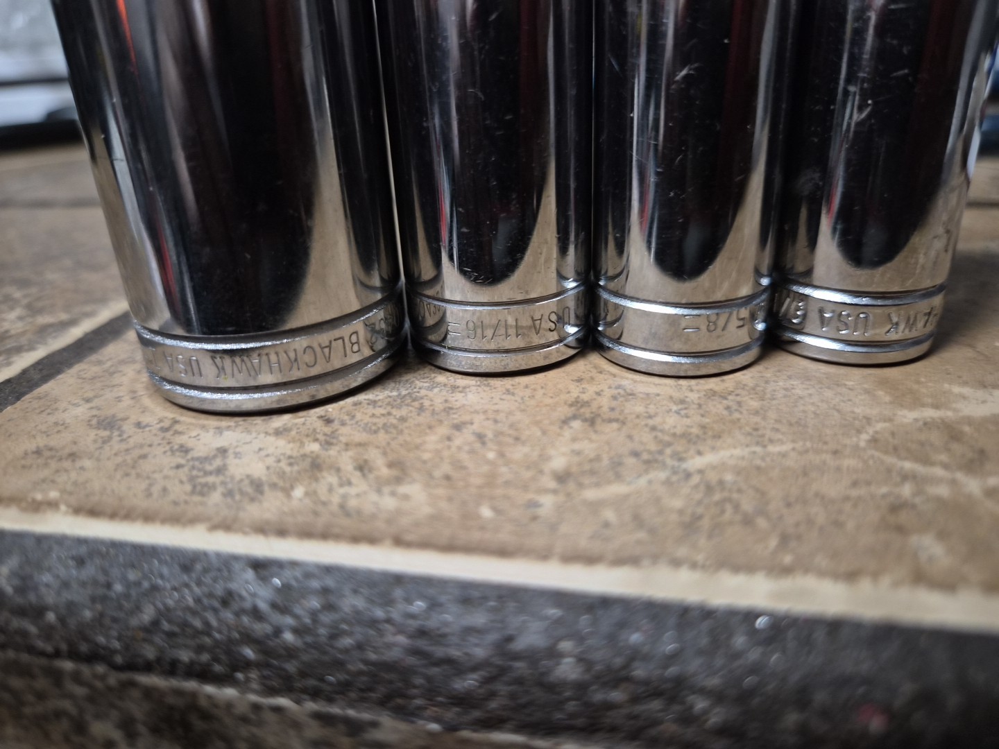 1/2″ DRIVE DEEP SOCKET, 6-pt, USA, POLISHED CHROME, BLACKHAWK 4 Pc