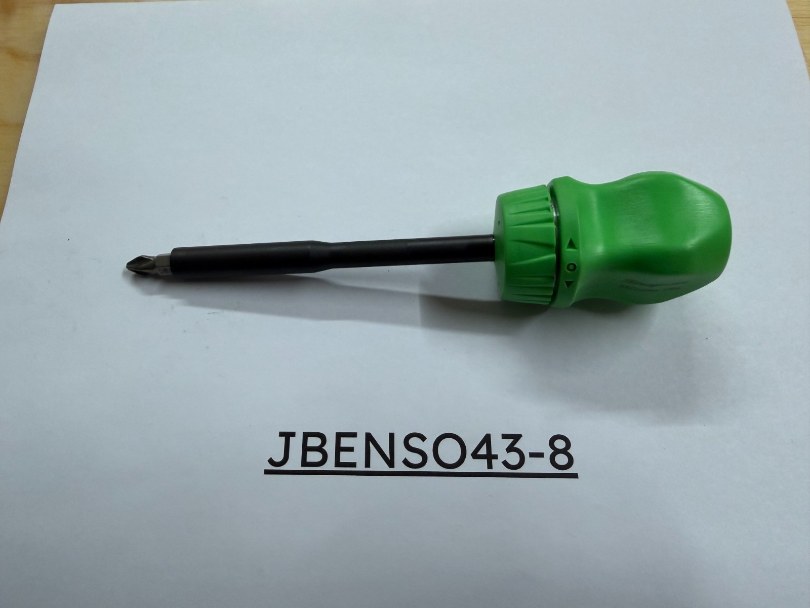 Snap-on Tools NEW RARE GREEN Stubby Hard Grip Long Shaft Ratcheting Screwdriver