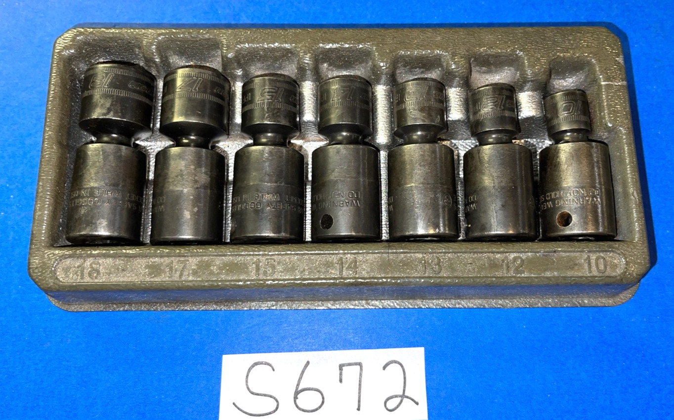 SNAP-ON TOOLS 7 PIECE 3/8 DRIVE METRIC SHORT SWIVEL IMPACT SOCKETS 207IPFM