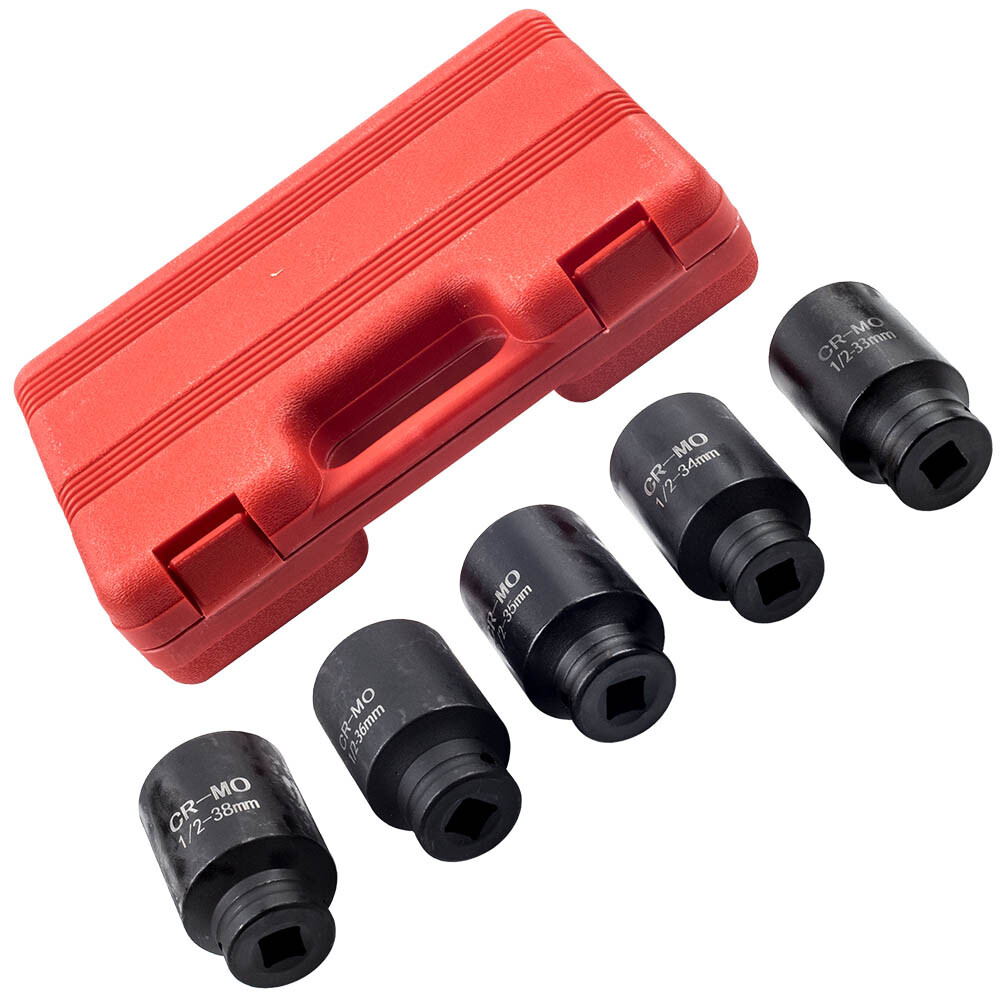5pc 1/2″ Drive Front & Back SAE Wheel Spindle Axle Nut Deep Impact Socket Set