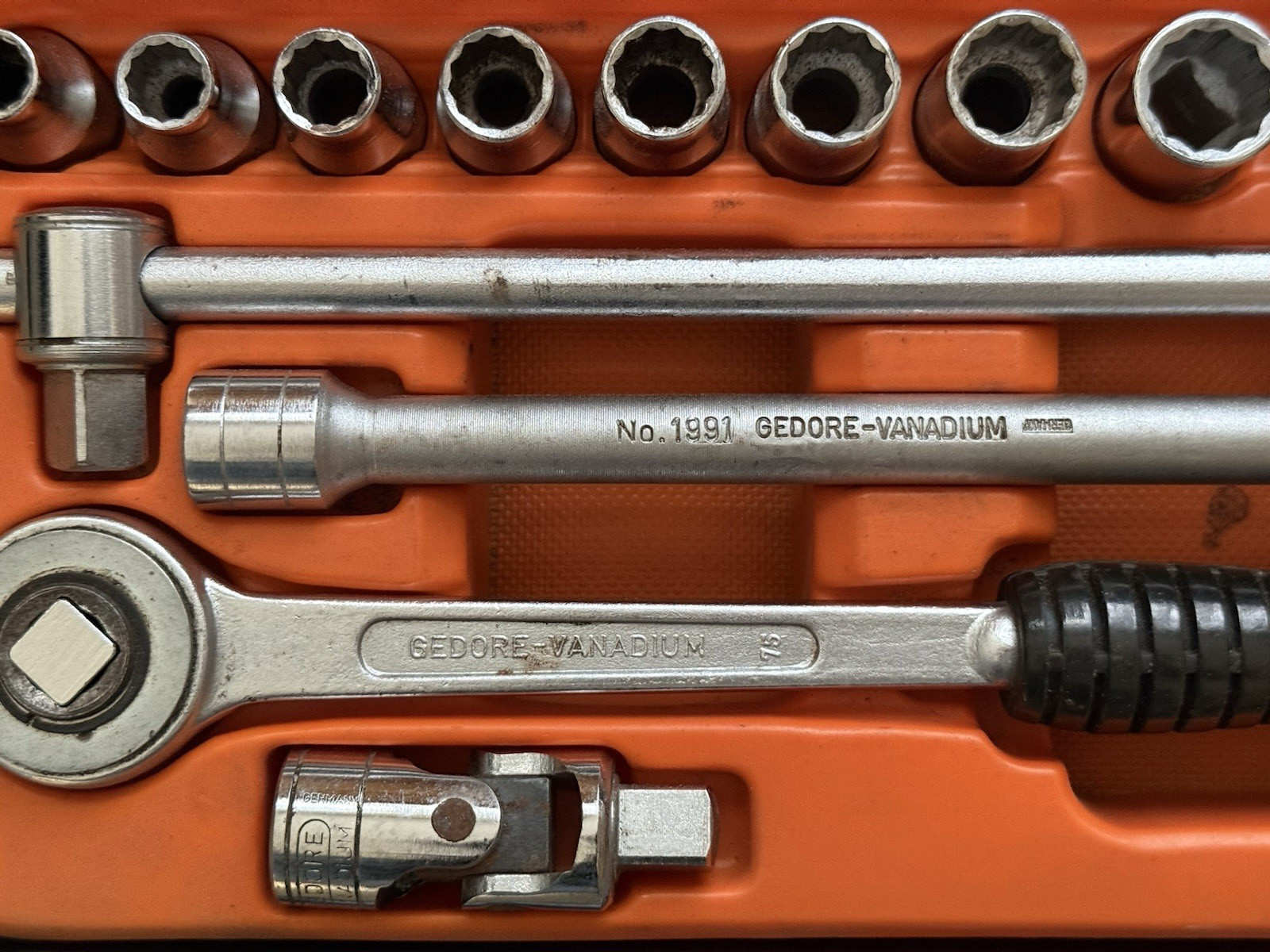 Genuine Vintage Gedore AF Socket Set 1/2″ Drive in Metal Case Complete Set