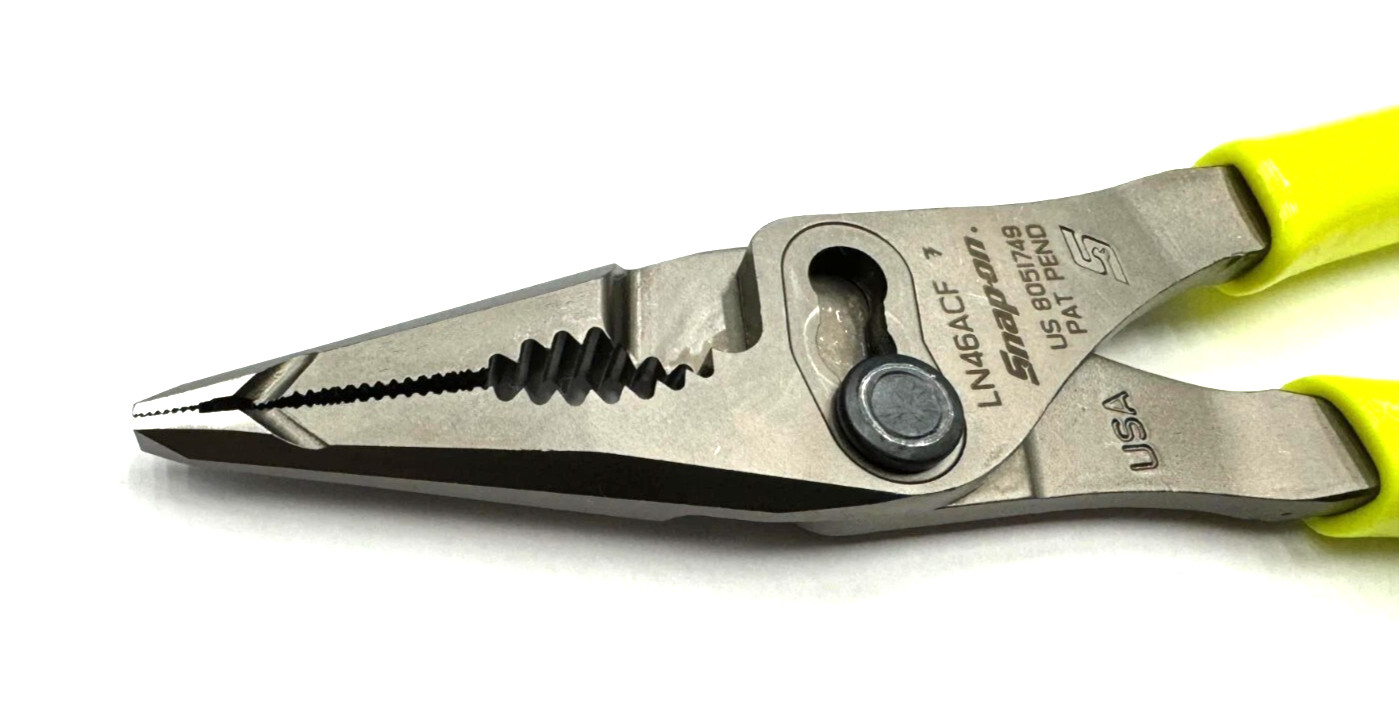 New Snap-on™ Yellow 7″ Soft Grip Long Nose Slip Joint Pliers LN46ACF LN46ACFHV