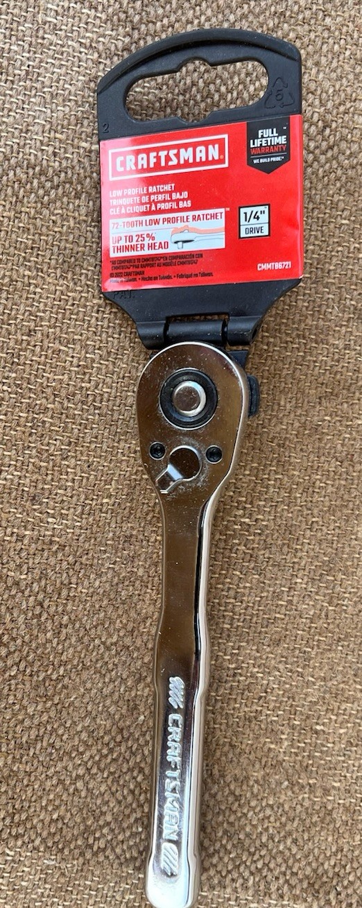 CRAFTSMAN 1/4-in Drive 72-Tooth Quick-Release Ratchet CMMT86721 Low-Profile NEW