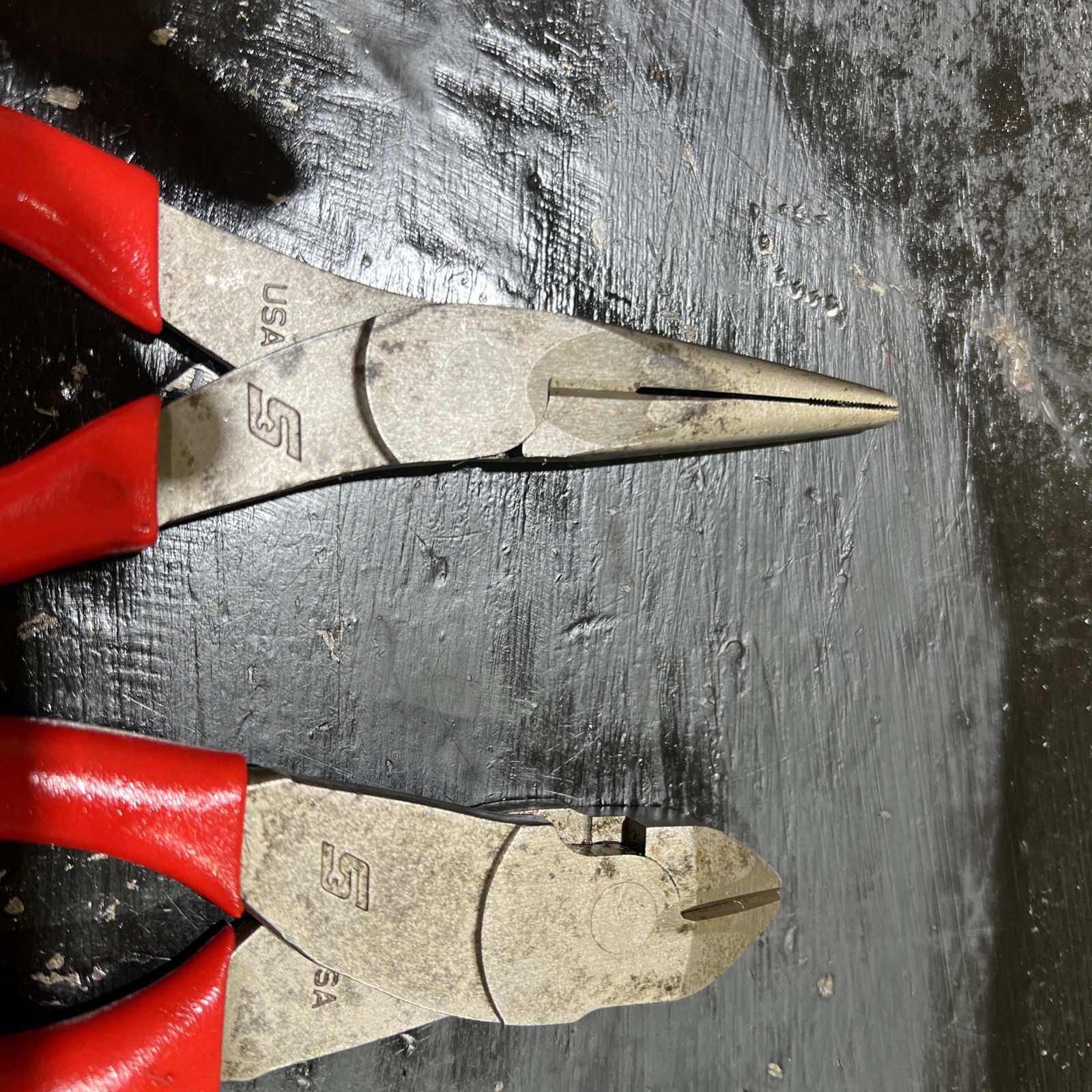 Snap-on 3pc Soft Grip Mix Pliers Set 196acf 87acf 137acf red handle