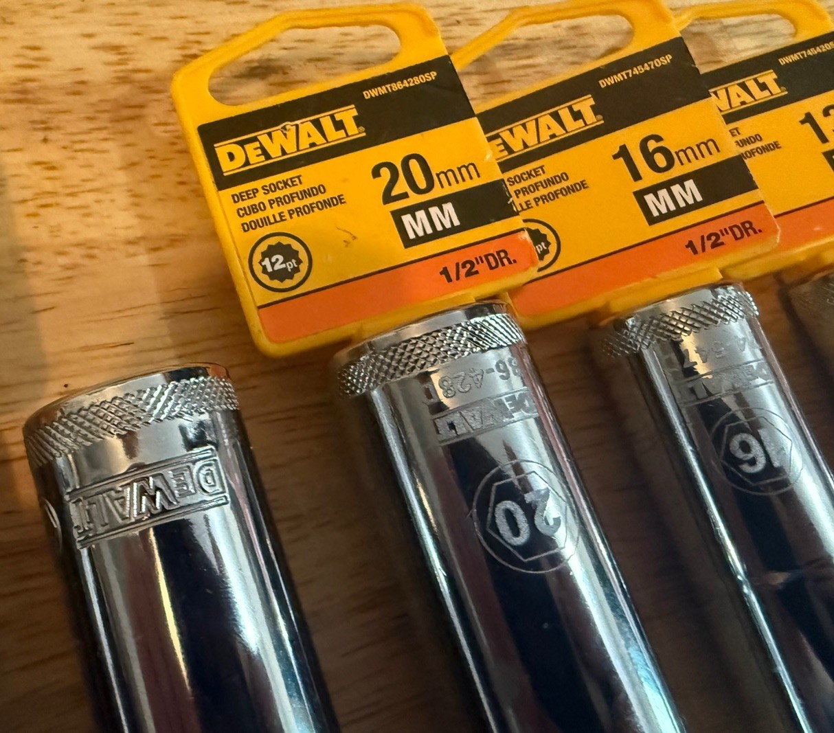 Dewalt 1/2” drive 12 point Sockets – 6 total NEW metric Deep