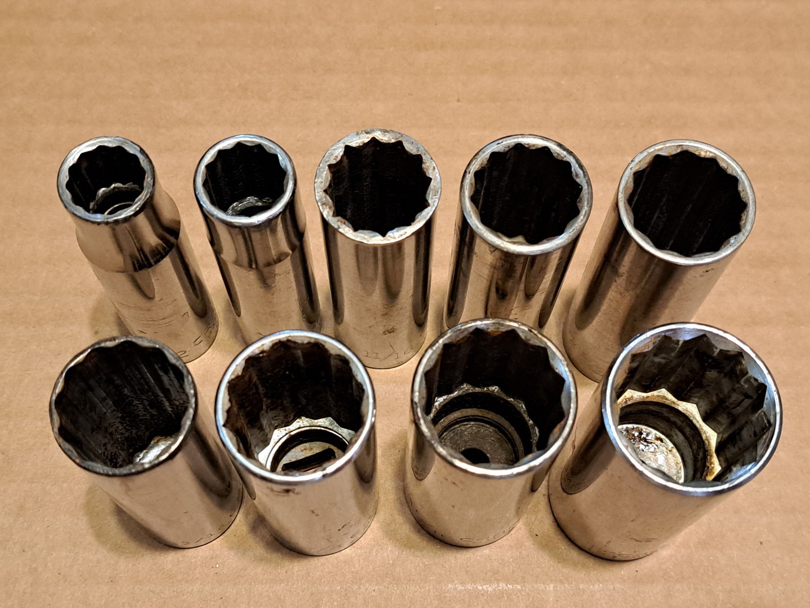 VINTAGE CRAFTSMAN 9PCS DEEP SOCKET SET, 1/2 – 1″, 1/2″ DRIVE 12 POINT, SAE INCH