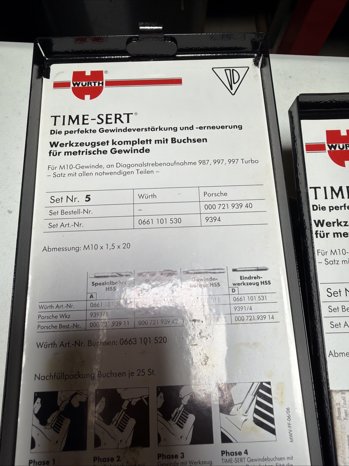 Wurth TIME SERT® Kit M8 x 1 .25×16,2 +M10 1.5 14 & 20 Porsche 997 + 2 Helicoil