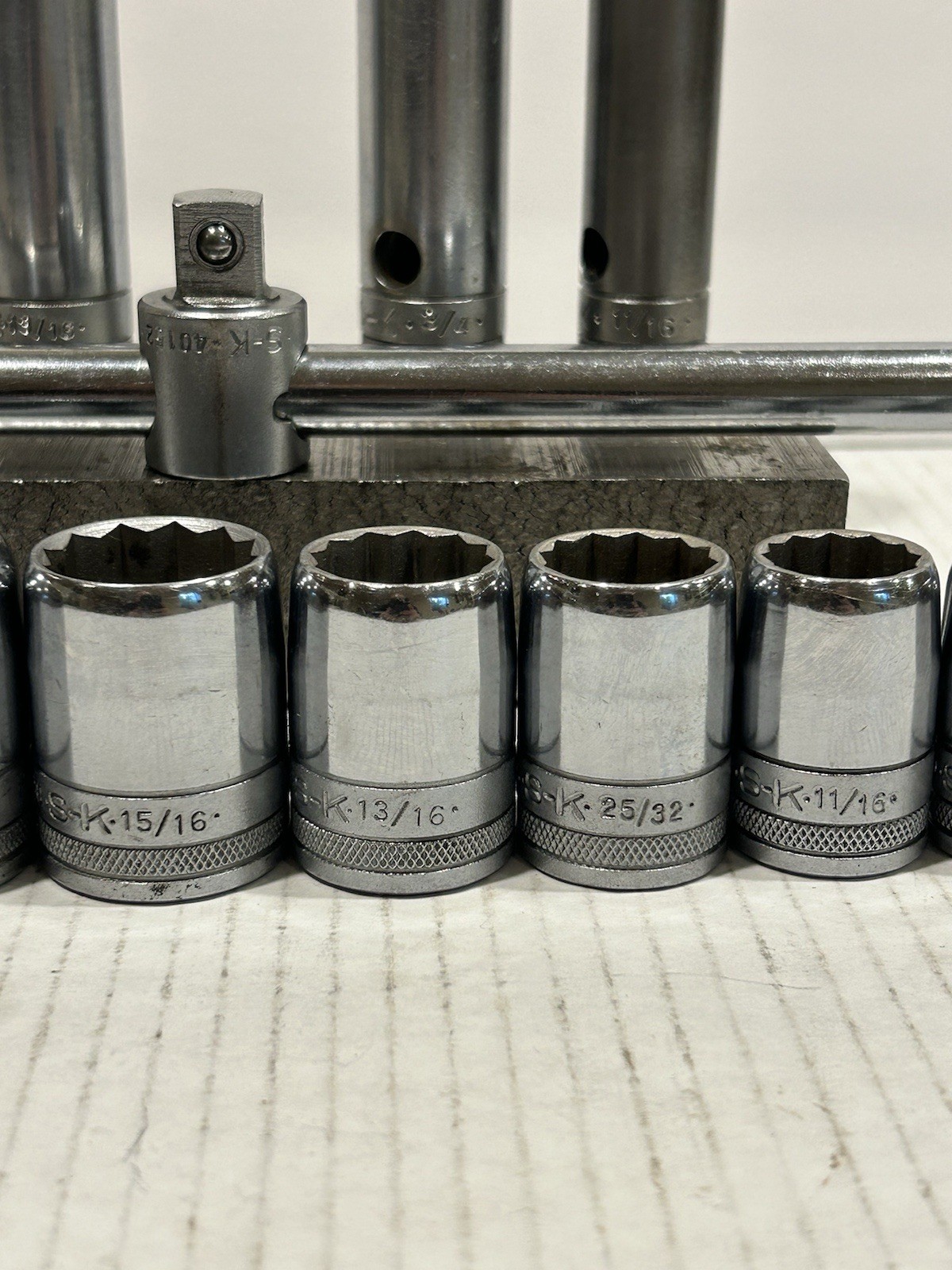 Vintage S-K SK Tools Socket Set W/Breaker Bar 9/16 ~ 1-1/4 SAE USA 1/2” Drive