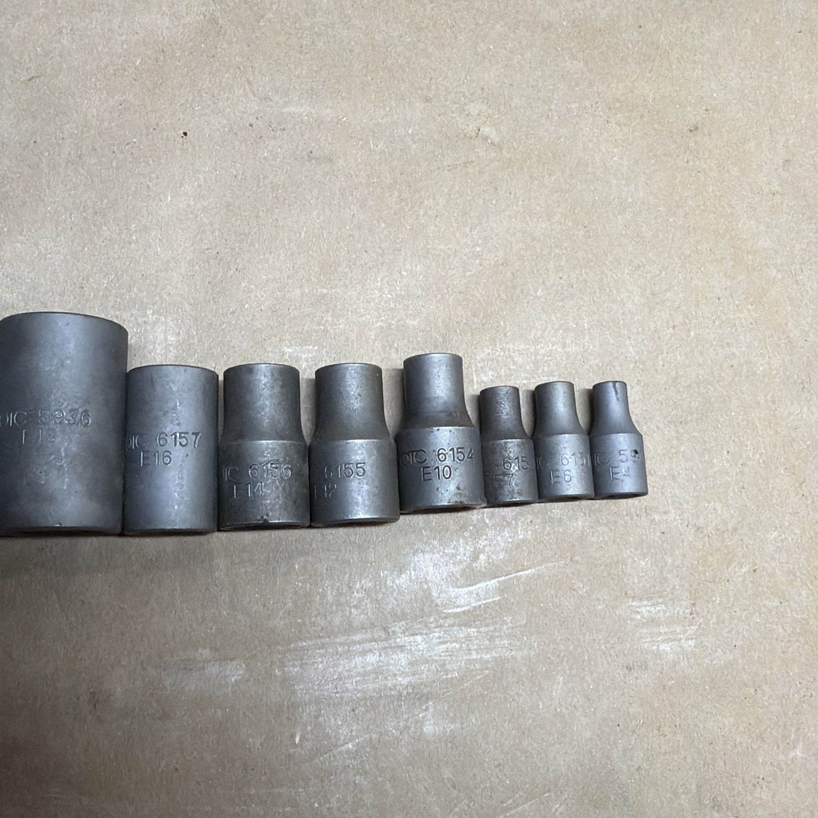 OTC External Torx Bit Sockets Lot of 11 (24,22,20,18,16,14,12,10,7,6,4) Used