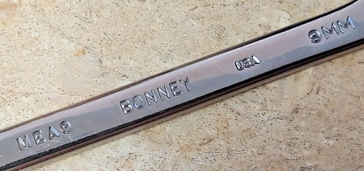 Bonney 9mm Open-end Polished 4-way Angle 15°-60°Wrench (MEA9) Made in USA
