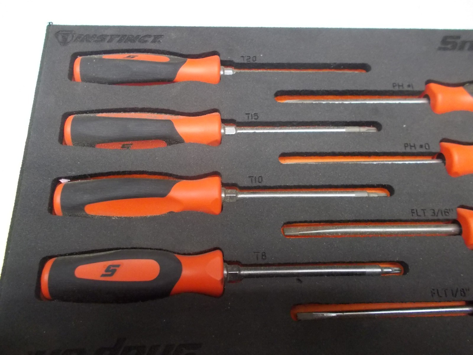 Snap-on Mini Torx Flat And Phillips Screwdrivers Set Foam Used Orange FMSGD03BO
