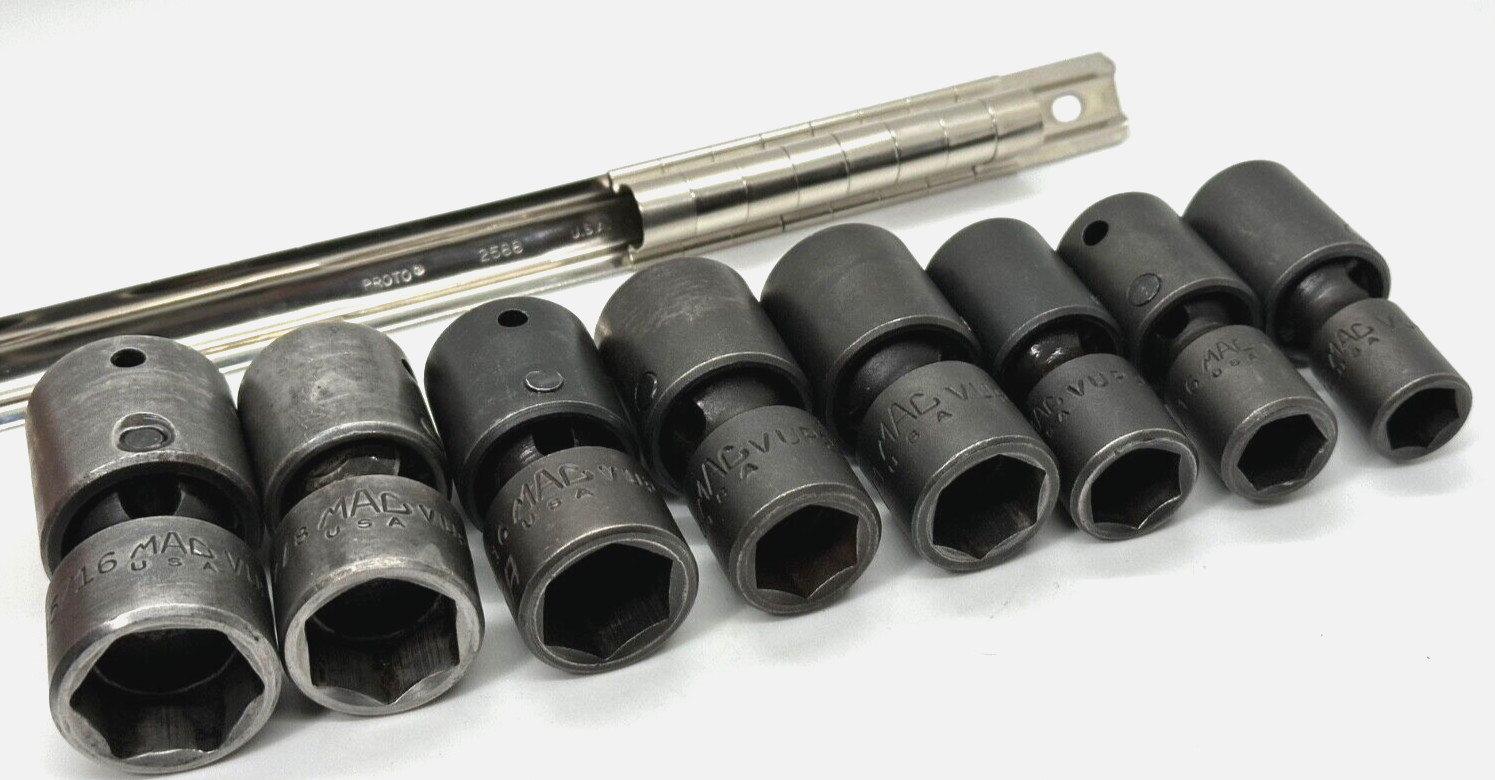 🇺🇸 MAC Tools SAE 1/2″ DR Impact Swivel Universal Socket Set Lot 6-PT Wobble