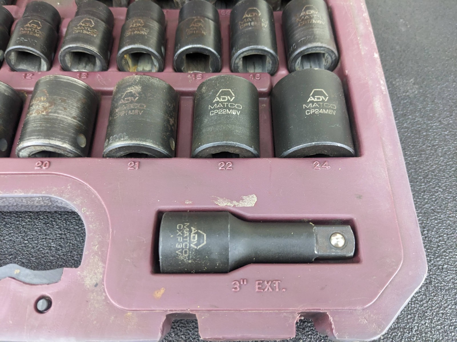#bo053 MATCO SCPM306V 1/2″ METRIC 6-PT ADV SHALLOW & DEEP IMPACT SOCKET SET