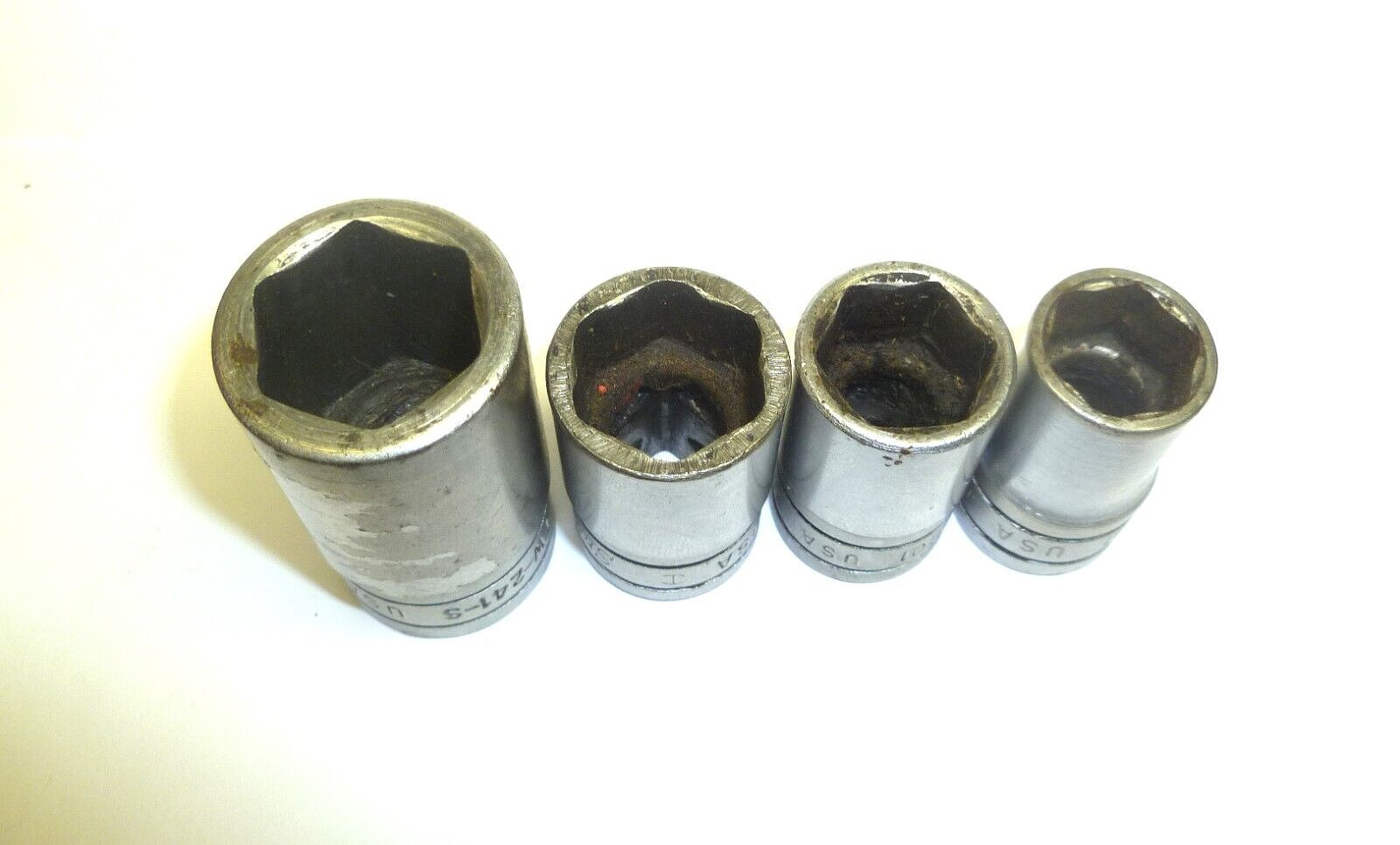 SET OF 4 SNAP ON TOOLS 1/2″ DRIV E 6 POINT SOCKETS 3/4″ 11/16″ 5/8″ 9/16″