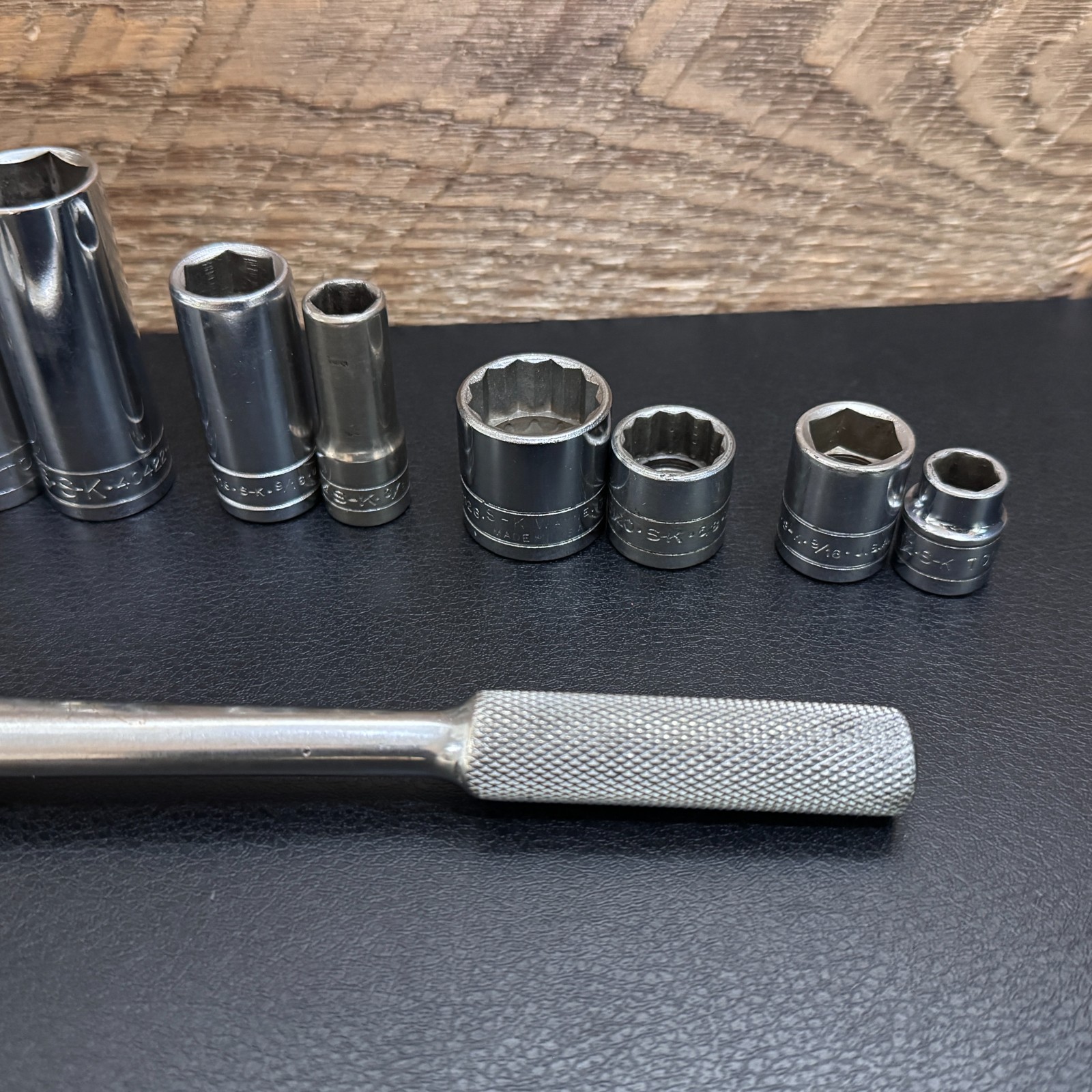 S-K Tools 3/8 Drive SAE Socket Lot 12PT 6PT Deep, STD, Universal & Ratchet 45170
