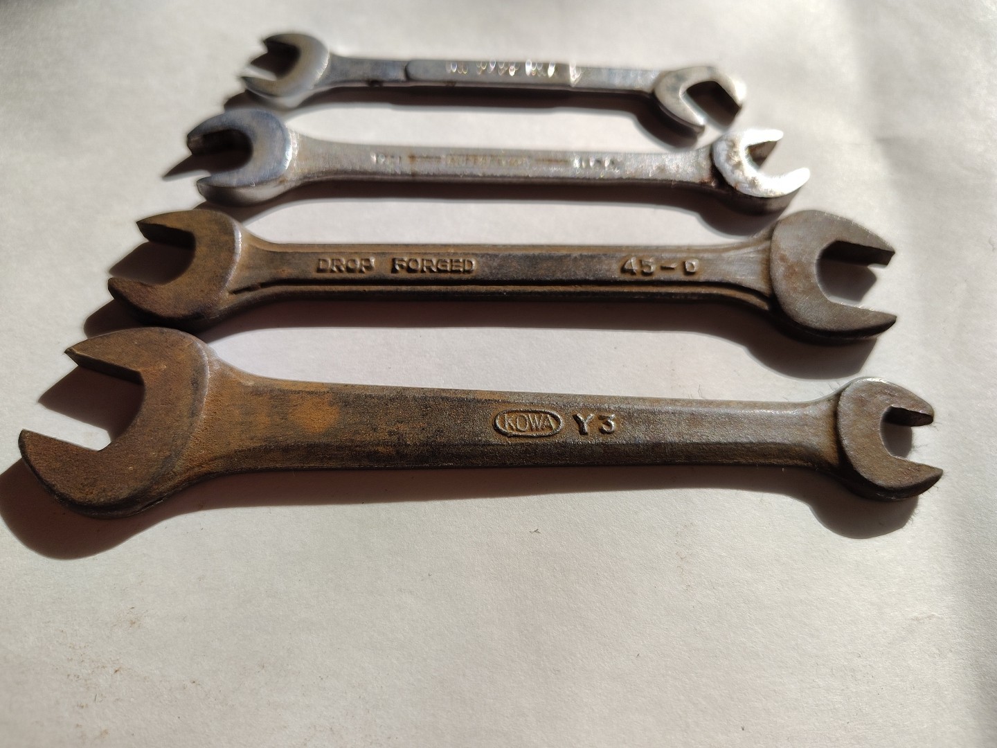 Lot Of 4 Double Open Ended Wrenches/Spanners. Snap-On, Williams, Honda Motors