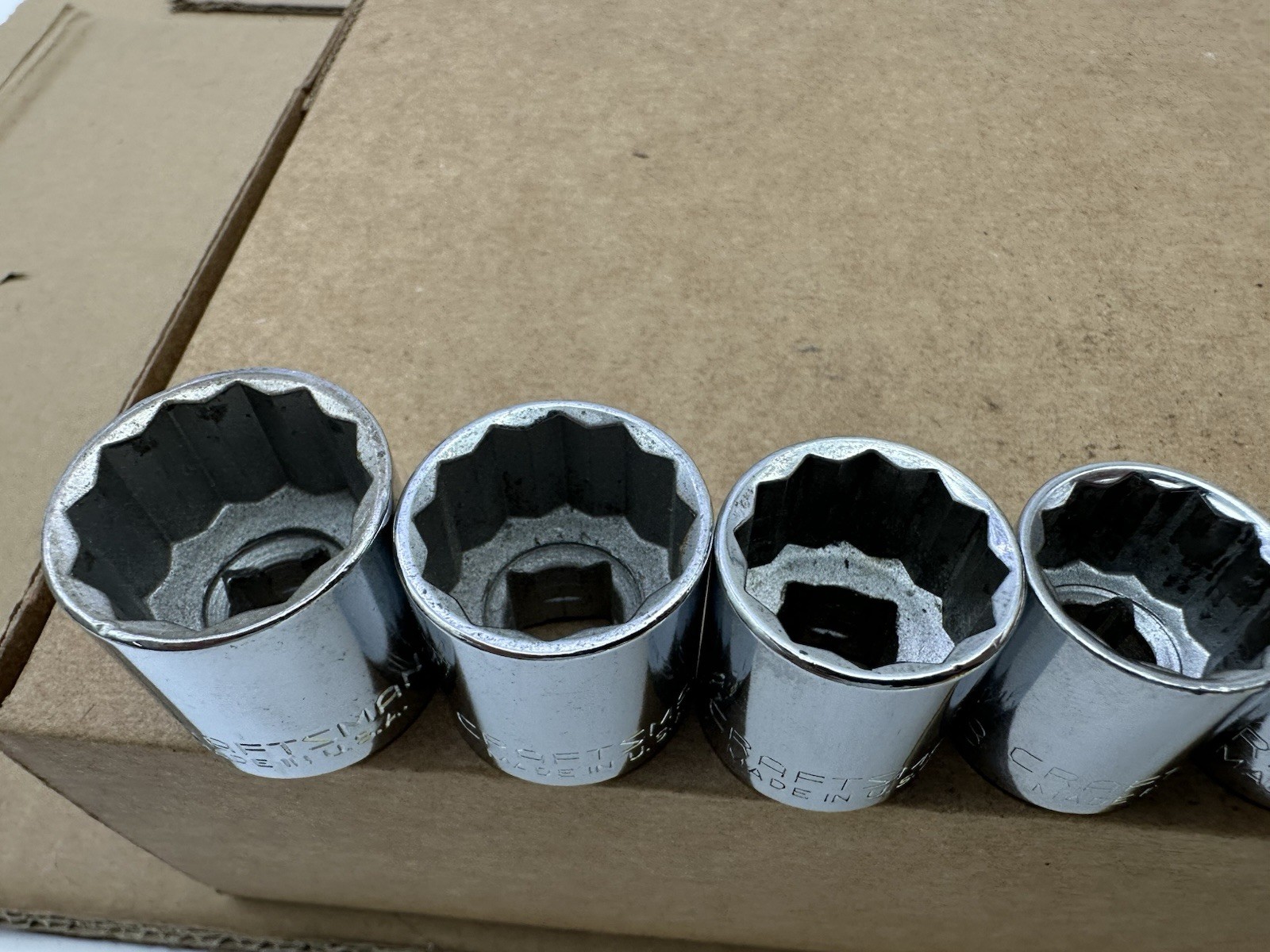 Craftsman USA 3/8 Drive SAE Socket Set 3/8-13/16 8pc 12PT G Vintage Very Good