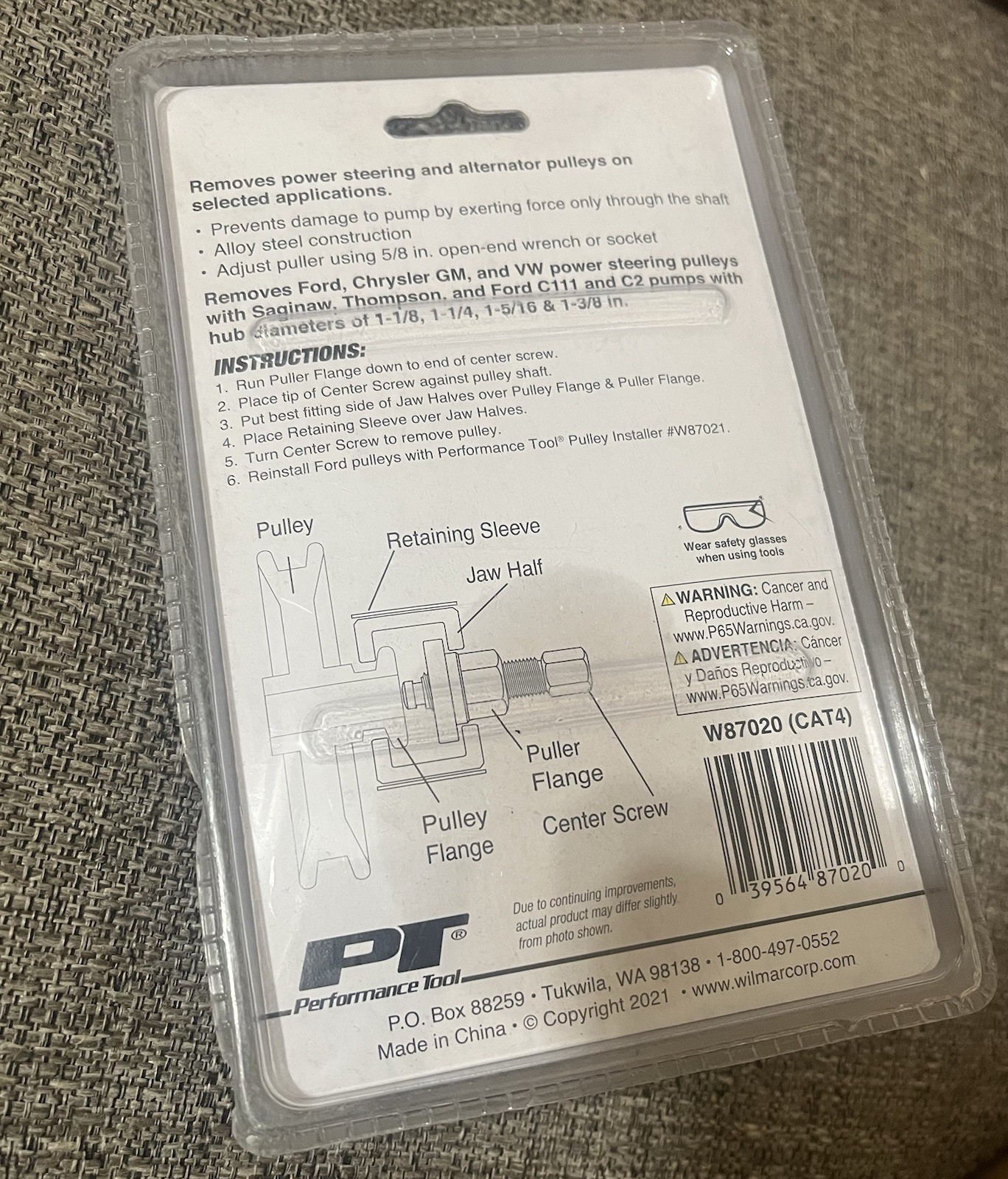 Performance Tool W87020 5/8” Power Steering Pump/Alternator Puller , Black