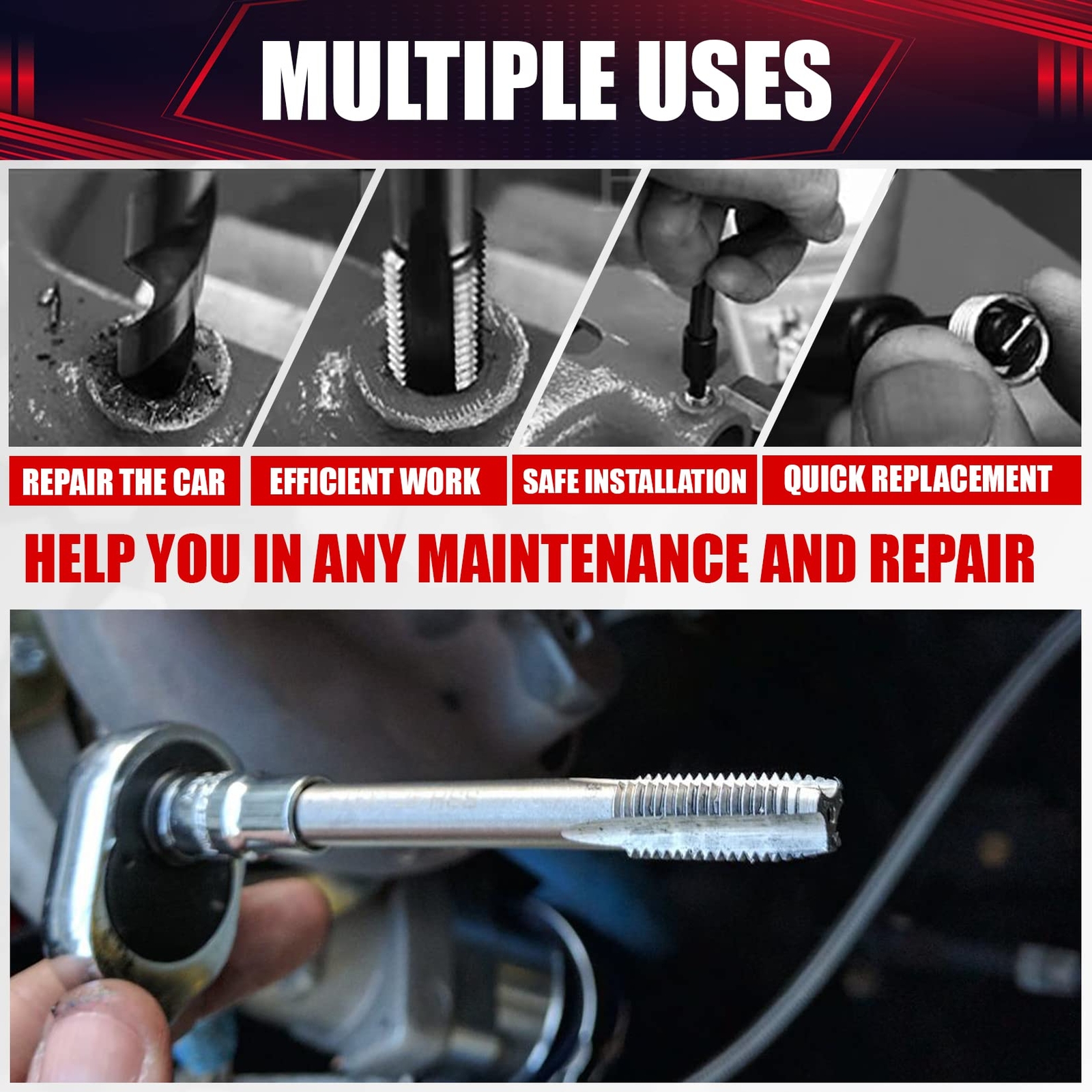 131PCS Helicoil Metric Thread Repair Tool Kit HSS Drill Repair Kit Suitable f…