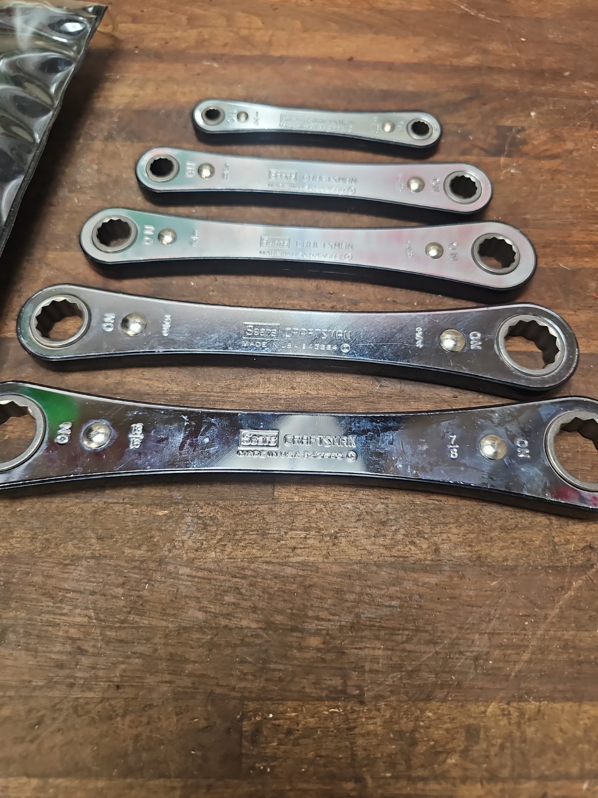 PP4- CRAFTSMAN 5Pc. BOX END RATCHETING WRENCH SET~ 9-4368 W/POUCH USA
