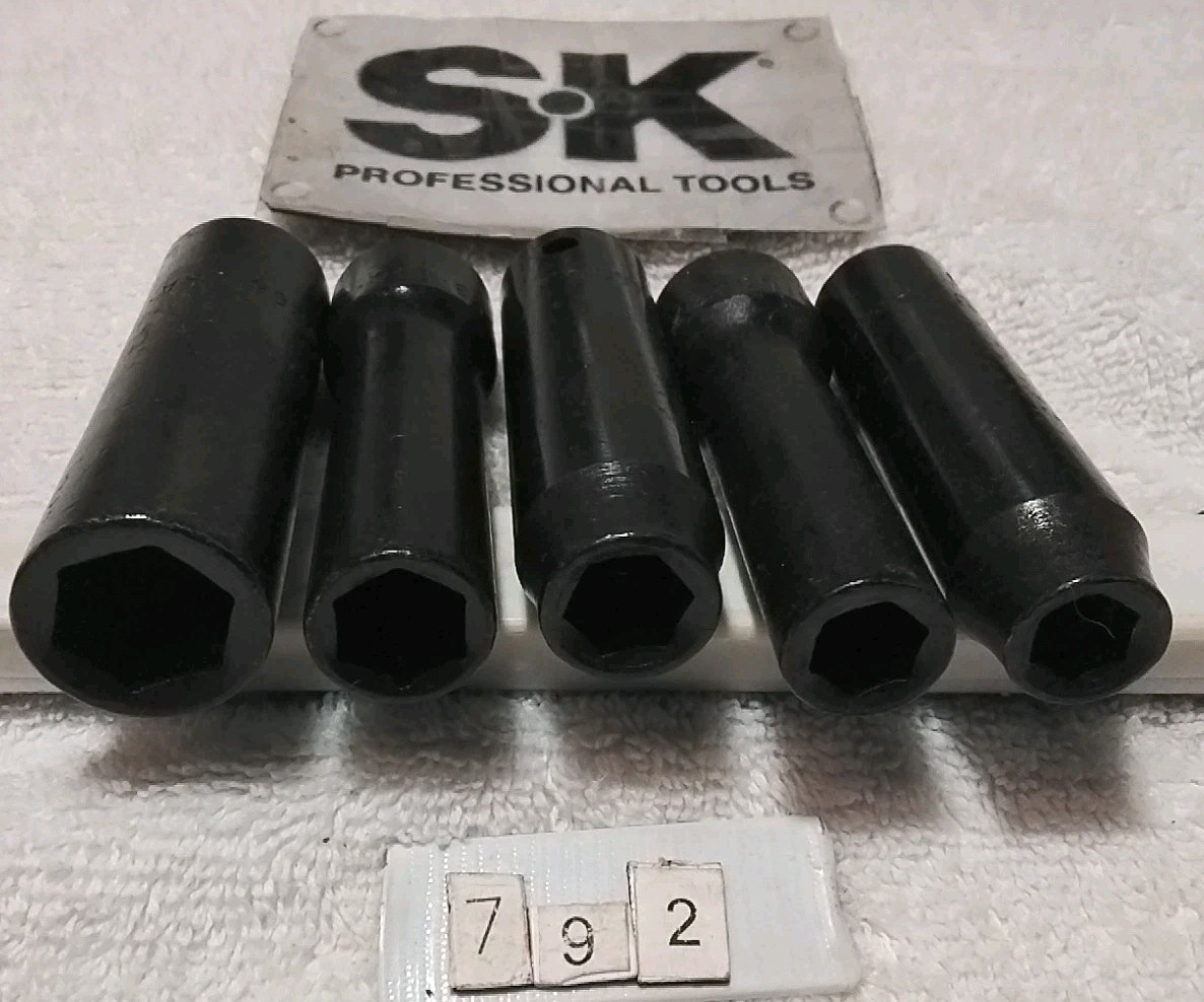 S-K 5PC 1/2″ DRIVE DEEP IMPACT SOCKET SET 10-11-12-13-16 METRIC USA 🇺🇸