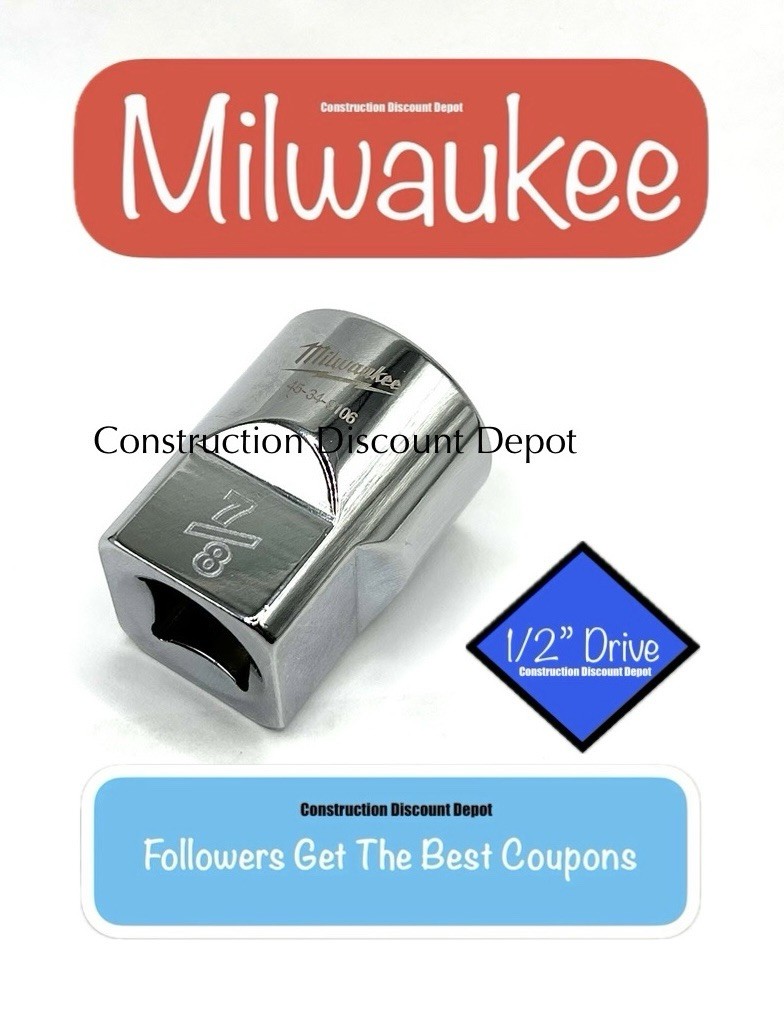 Milwaukee 7/8″ in. 1/2″ Drive SAE 6 Point Standard Shallow Socket 45-34-9106