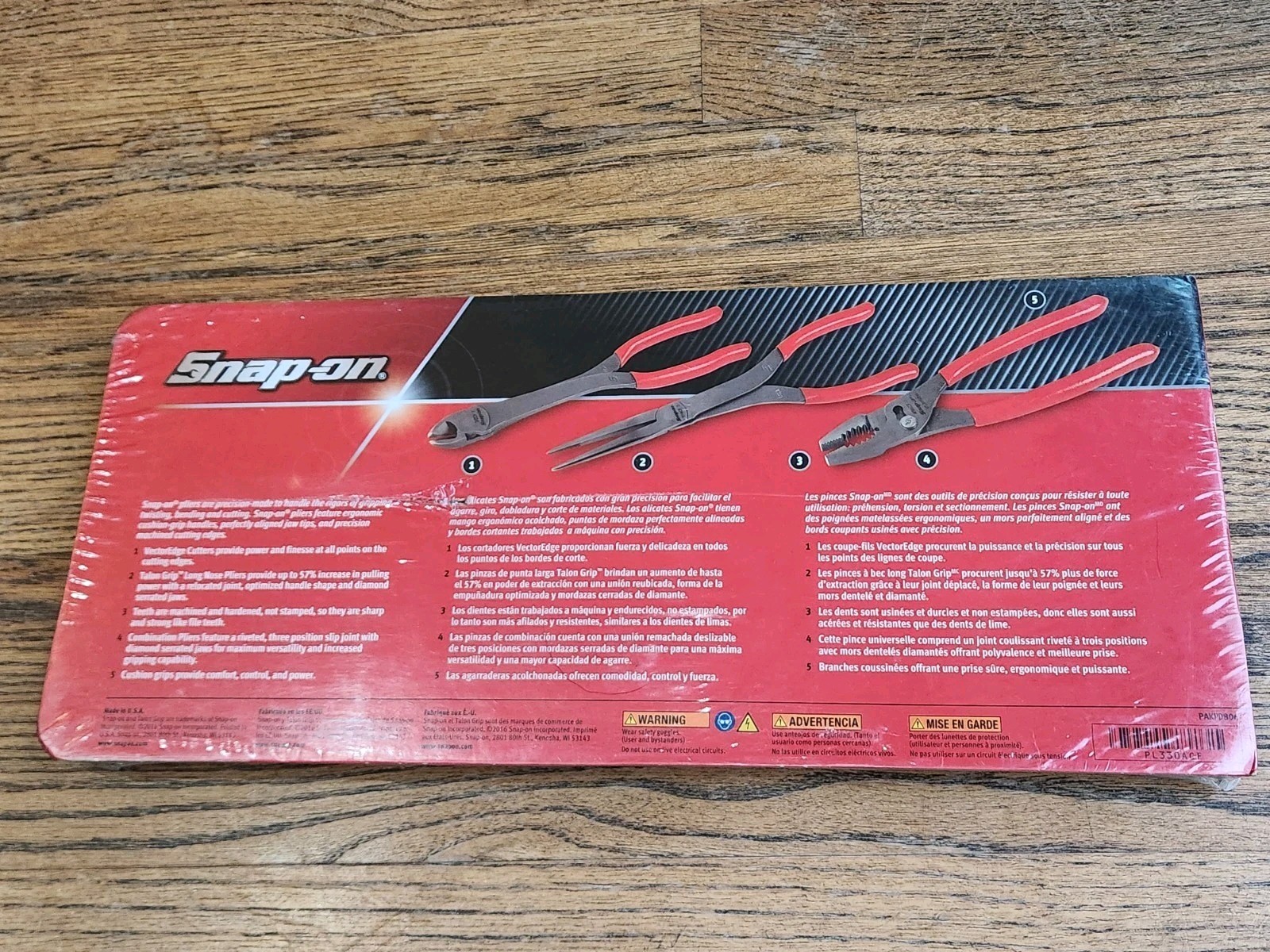 New Snap-on 3pc Heavy Duty Pliers Set PL330ACF Red Grip 312CF 49ACF 911CF