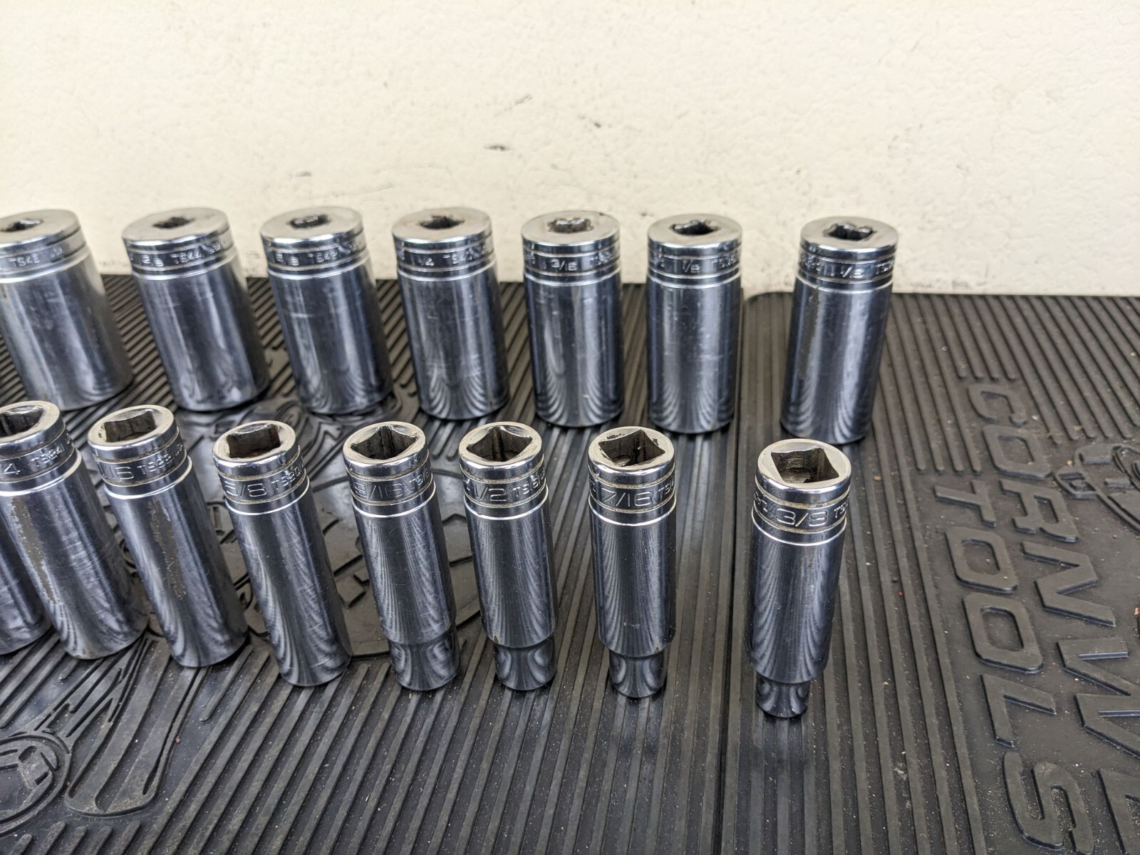 #bg790 Snap On 19 Piece 1/2″ Drive SAE Deep Socket Set 3/8-1-1/2″ USA