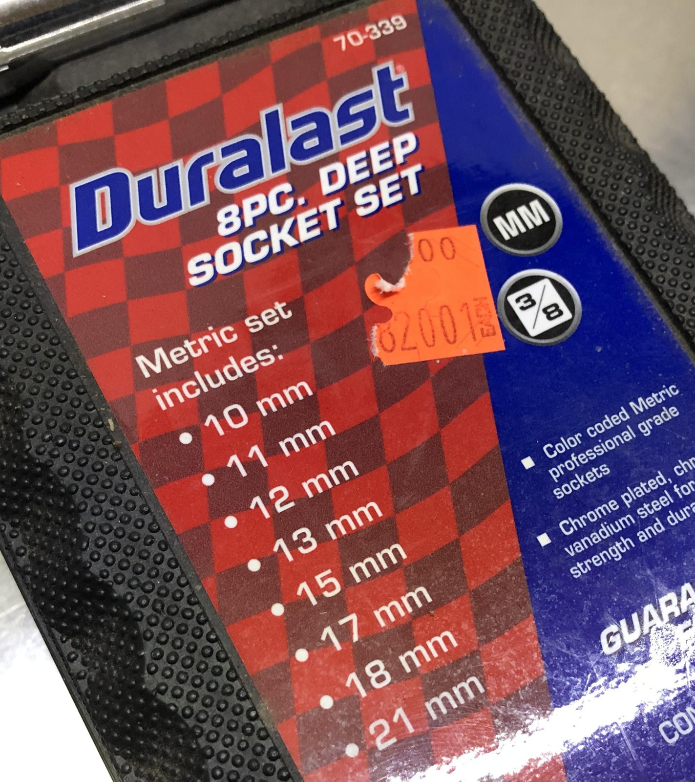 Duralast 8pc Deep Well Metric Socket Set 6pt 3/8″ Drive 10mm-21mm