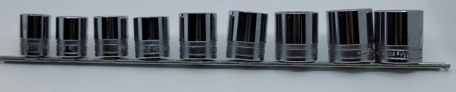 Snap On Tools 1/2″ Drive SW261-SW421 12 Point SAE Shallow Socket 9Pcs USA