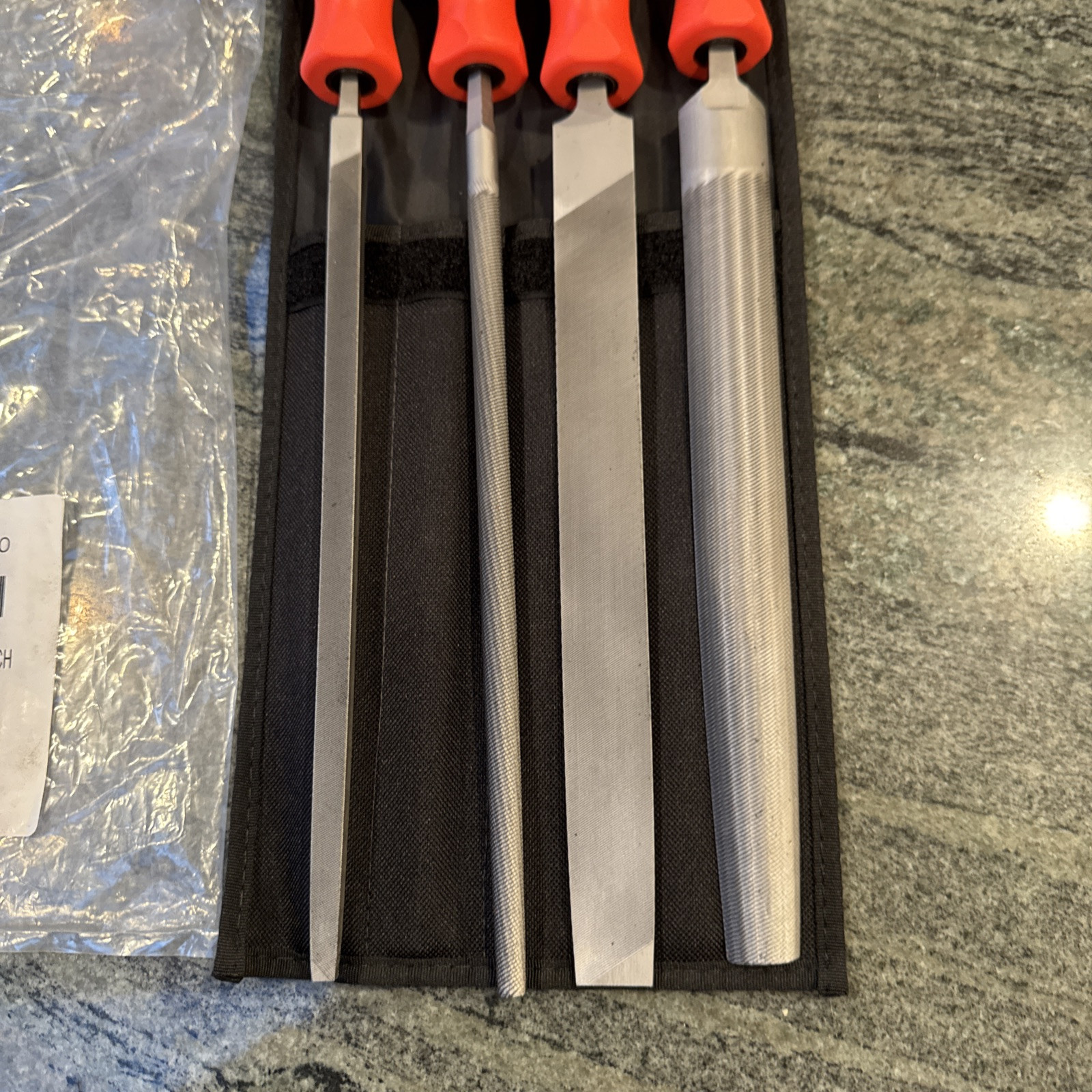 snap on sghbf600ao orange 4 pc file handle set with pouch new